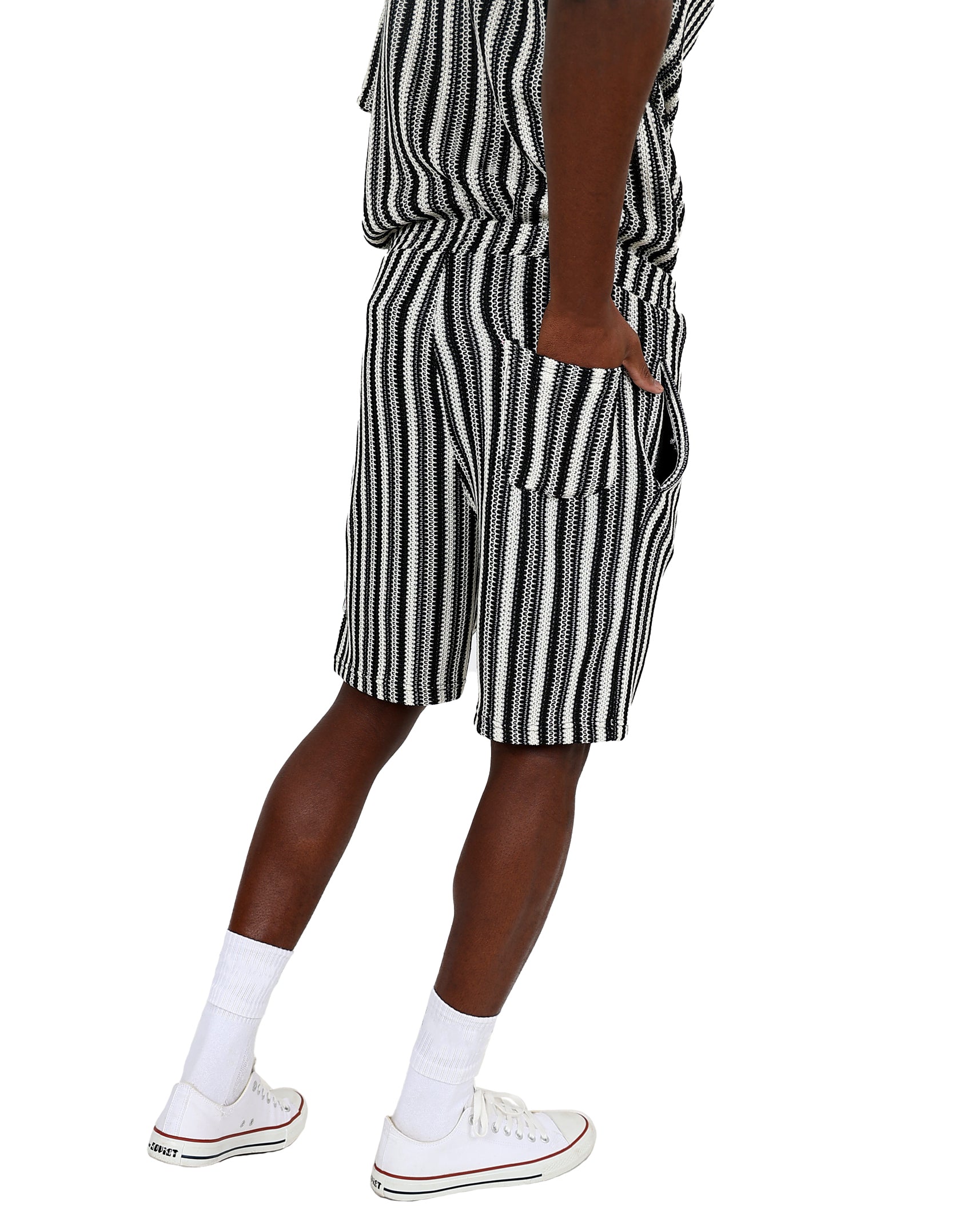 Funk Black Striped Crochet Shorts