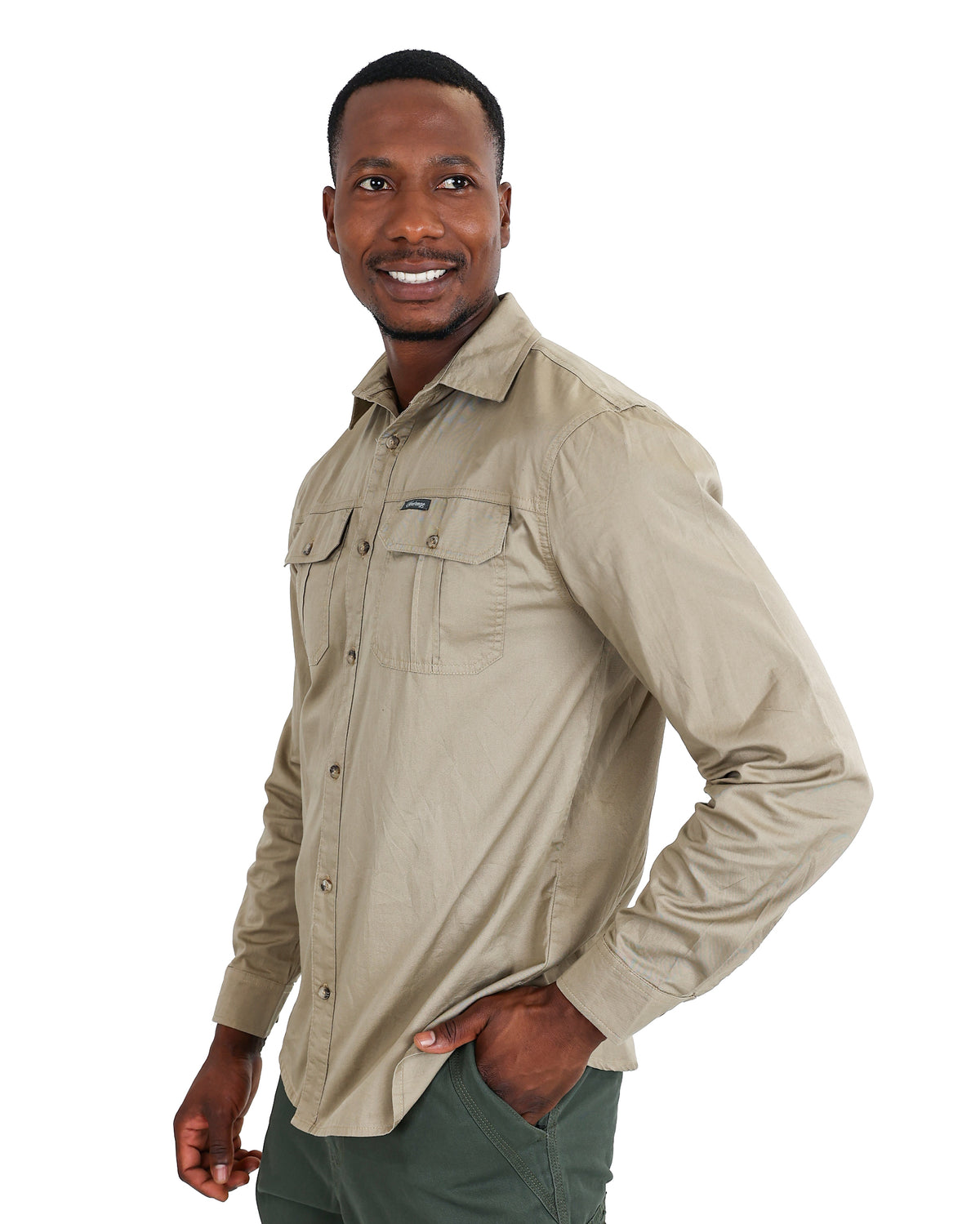 Okavango Long Sleeve stone Nylon Cargo Shirt