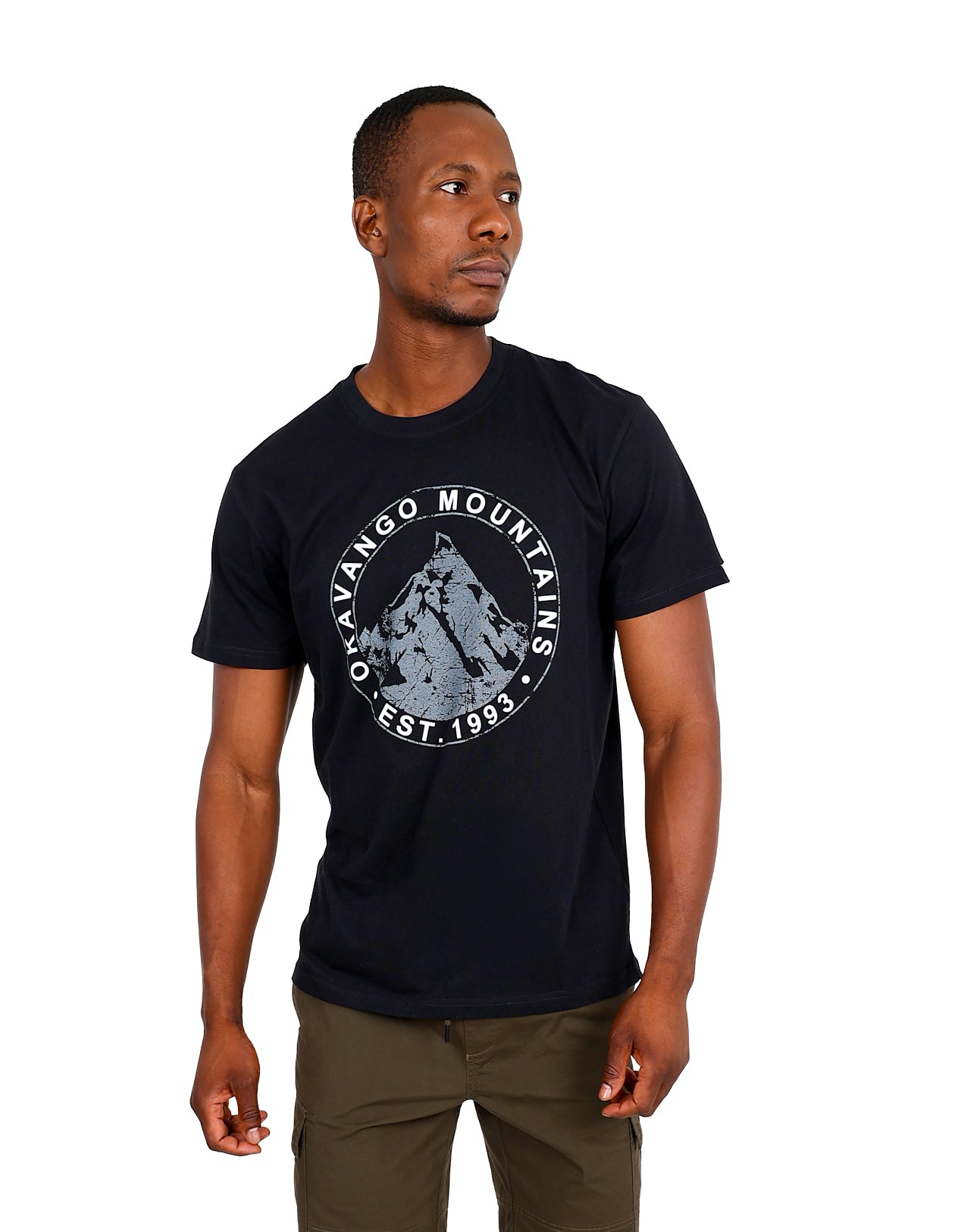 Okavango Black Short Sleeve Mountain Graphic T-Shirt