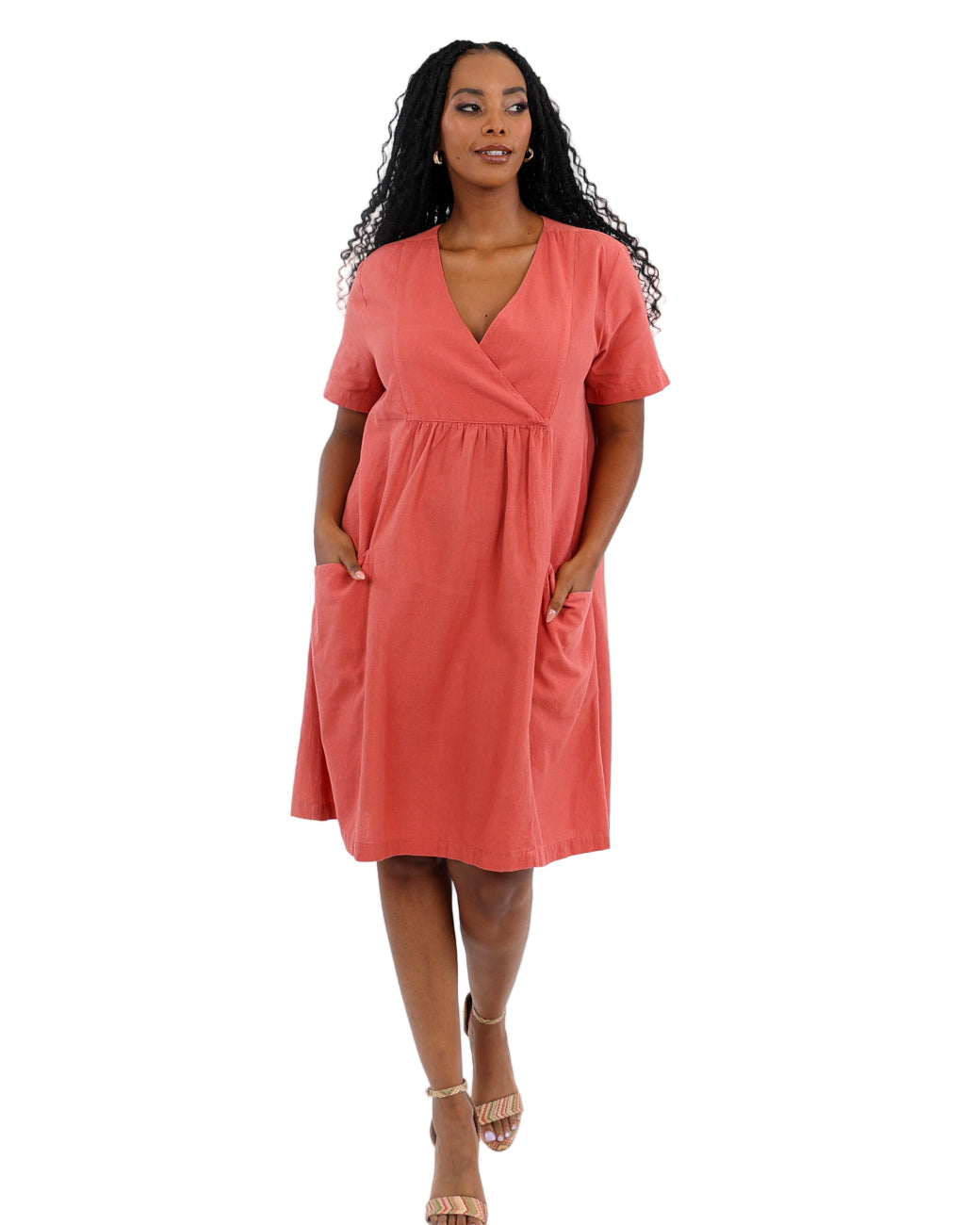 Refined Cotton Flex V-Neck Tunic Dress
