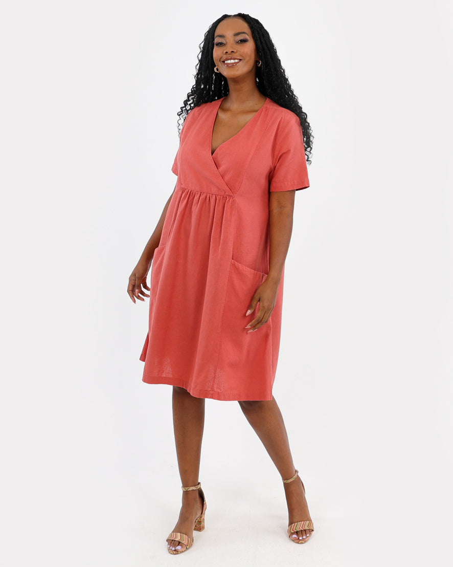 Refined Cotton Flex V-Neck Tunic Dress