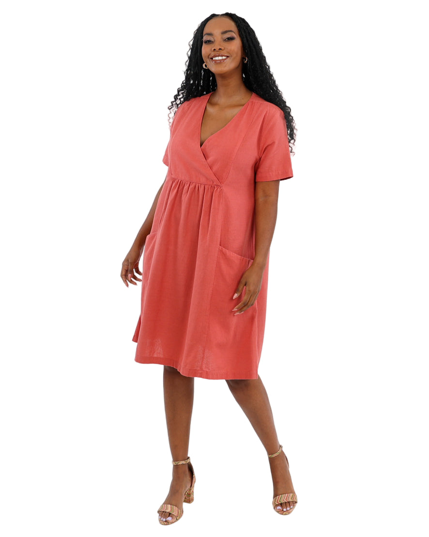 Refined Cotton Flex V-Neck Tunic Dress