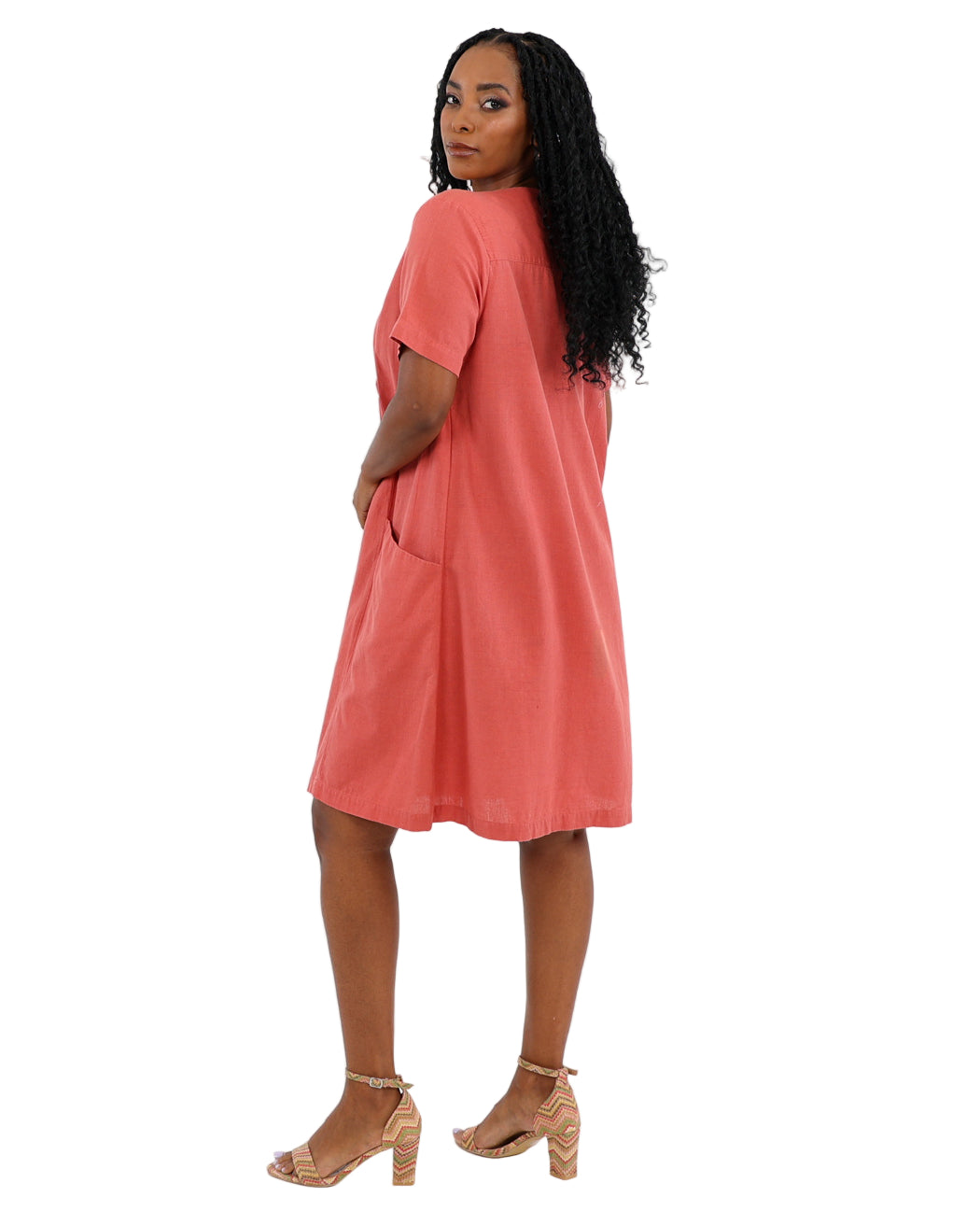 Refined Cotton Flex V-Neck Tunic Dress