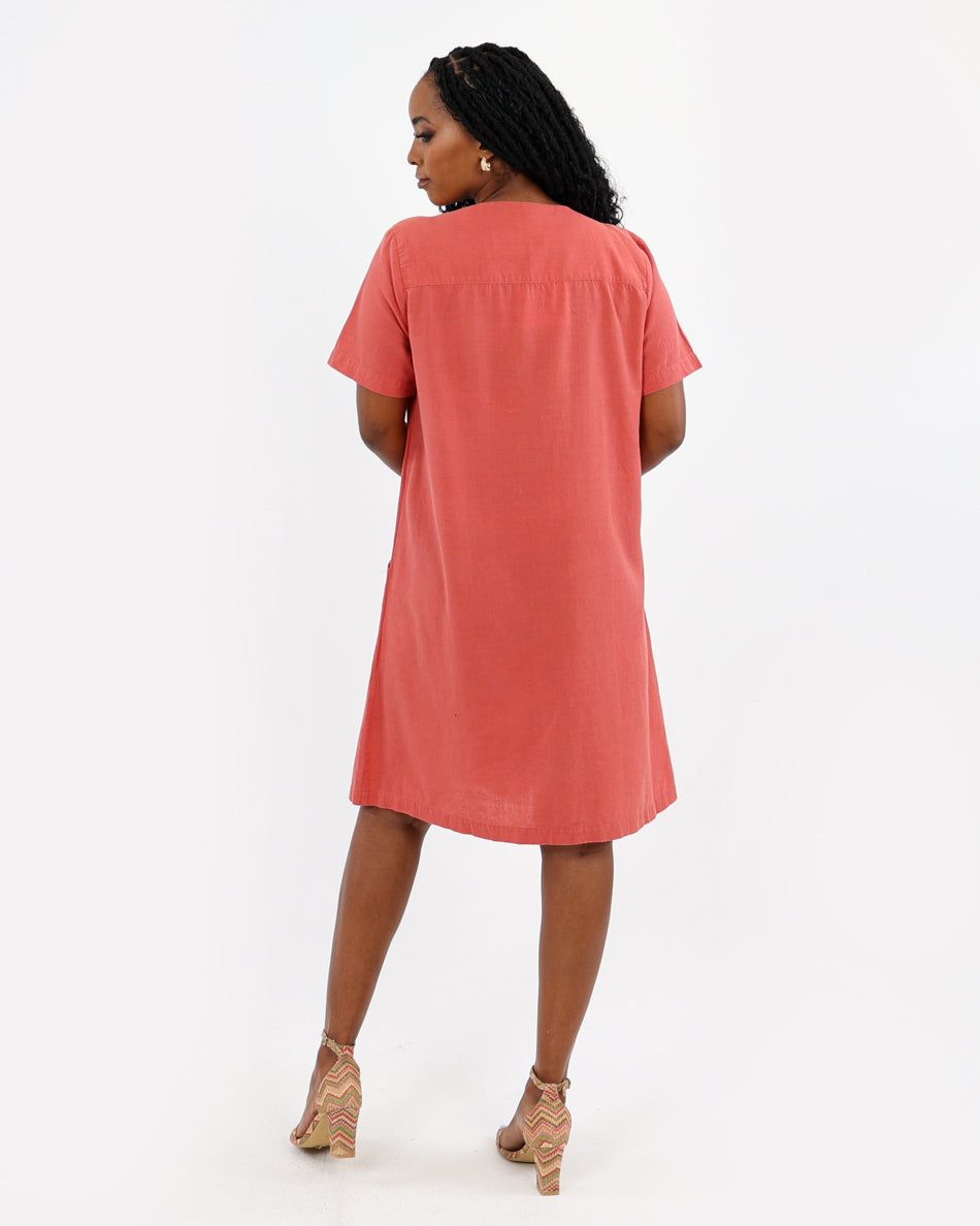Refined Cotton Flex V-Neck Tunic Dress