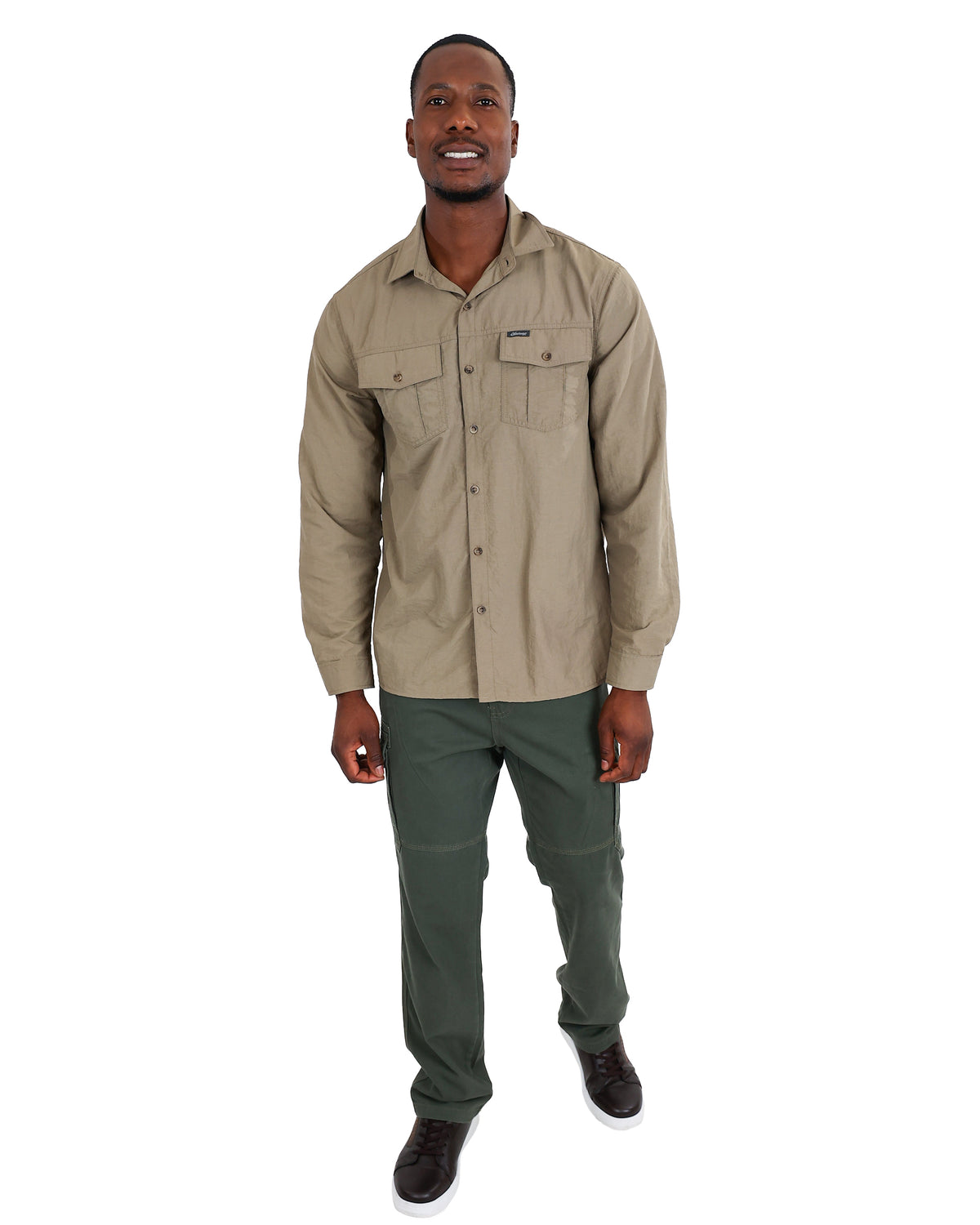 Okavango Long Sleeve Stone Cotton Twill Shirt