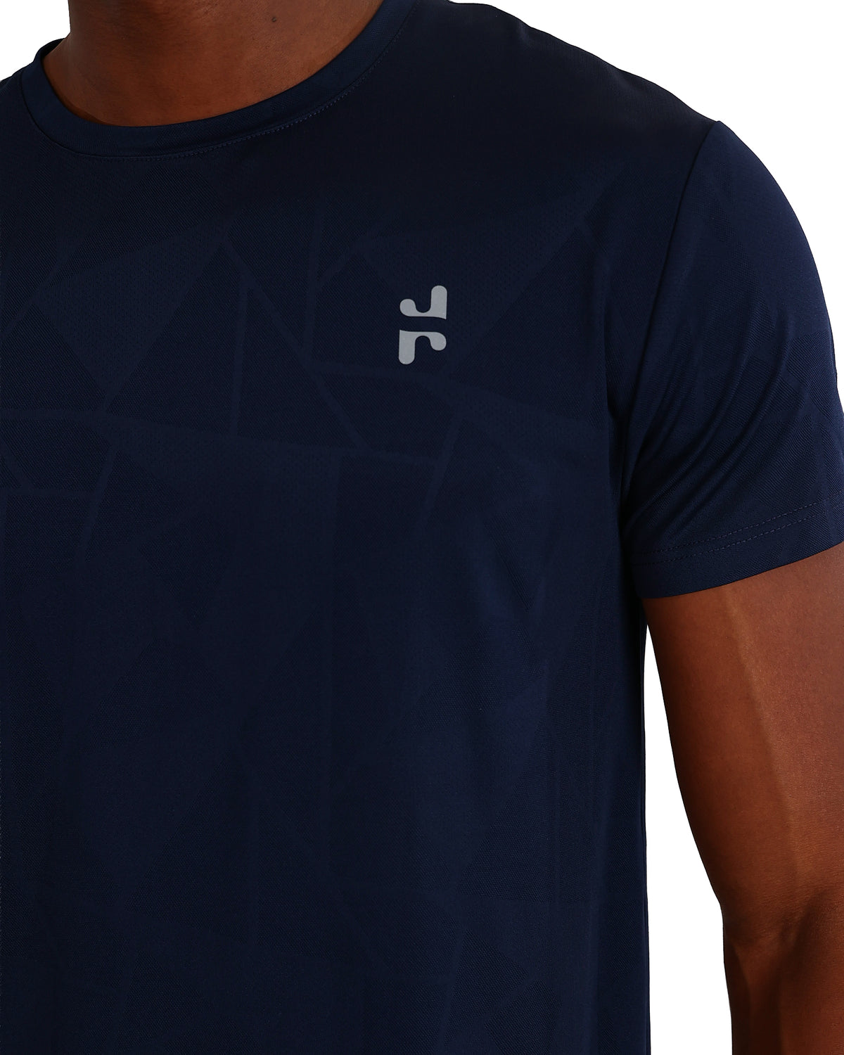 Short Sleeve Navy Geometric Print Active T-Shirt