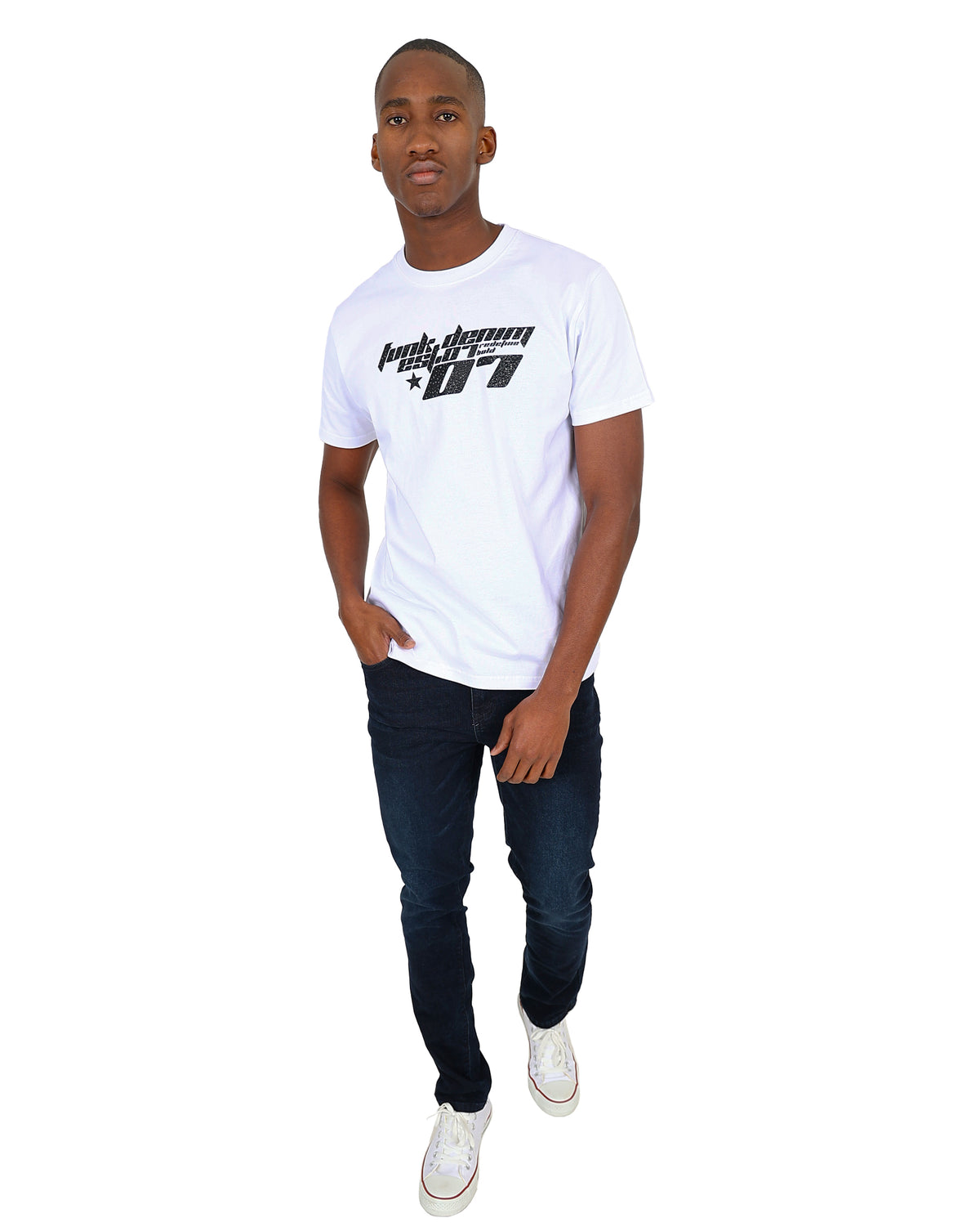 Funk Short Sleeve White Pebble Embellished T-Shirt