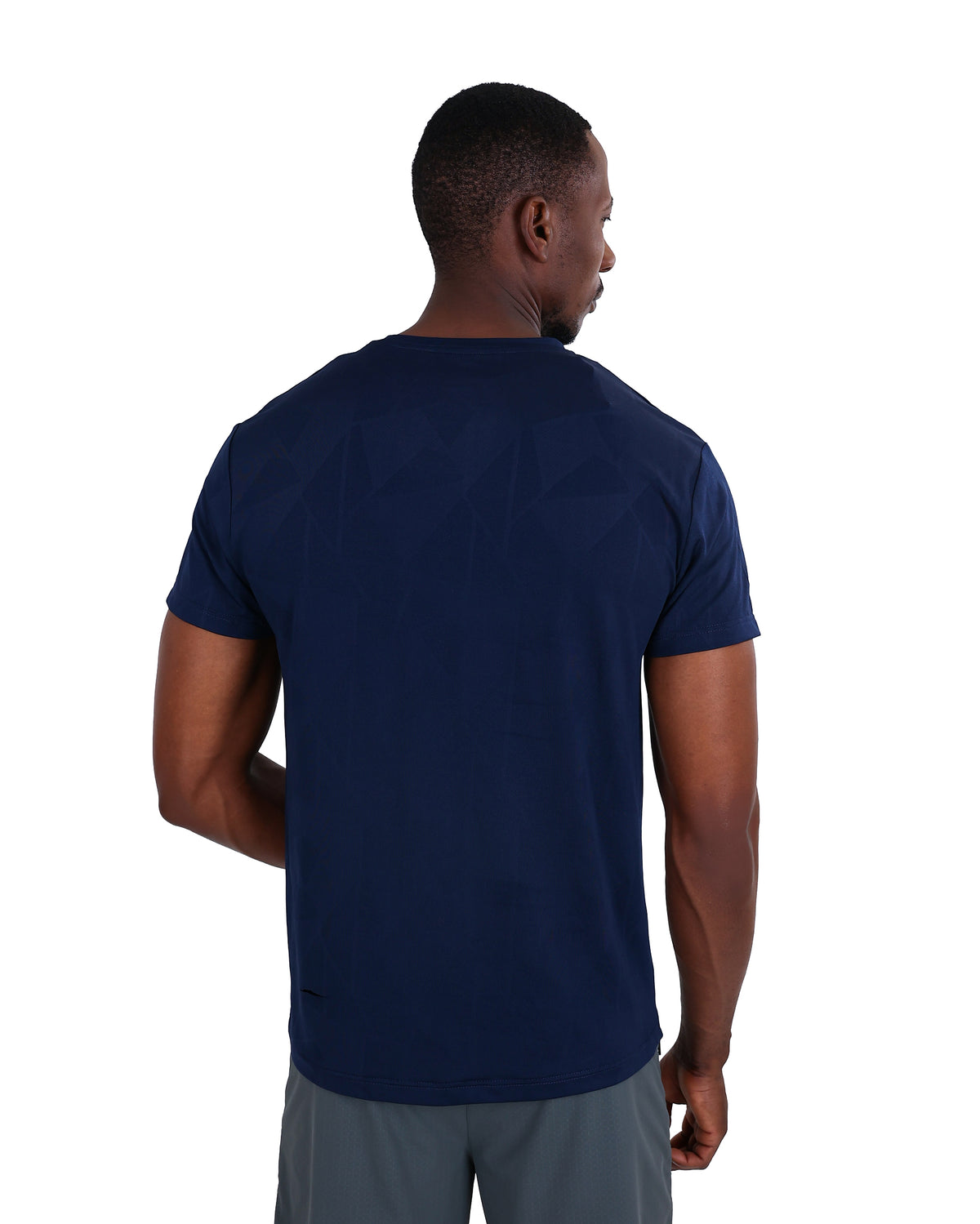 Short Sleeve Navy Geometric Print Active T-Shirt