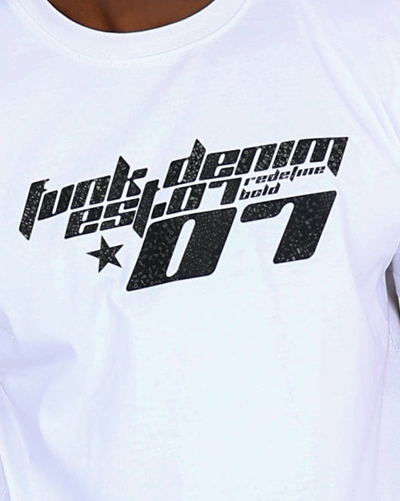 Funk Short Sleeve White Pebble Embellished T-Shirt