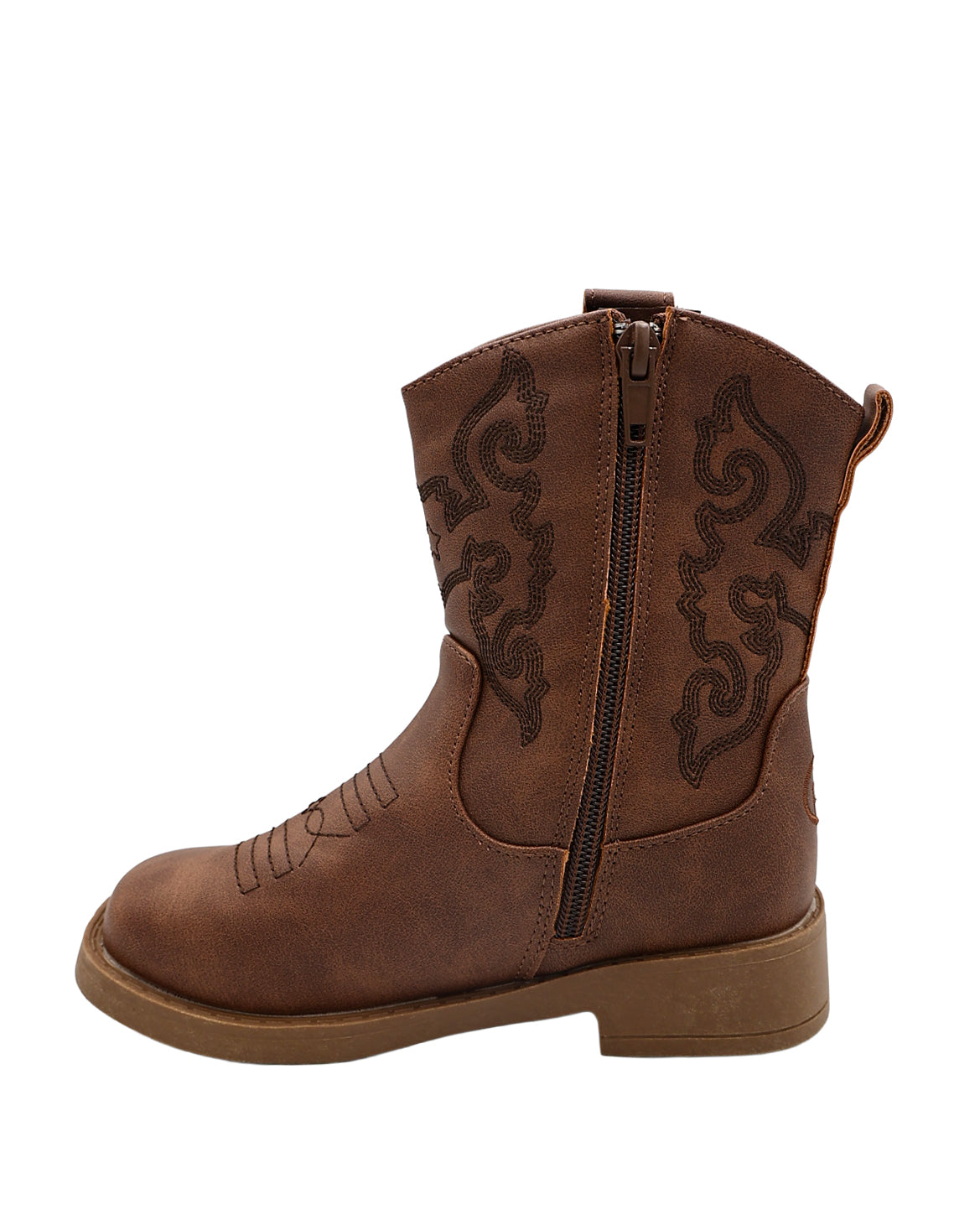 Girls Brown Embroidered Cowboy Boots