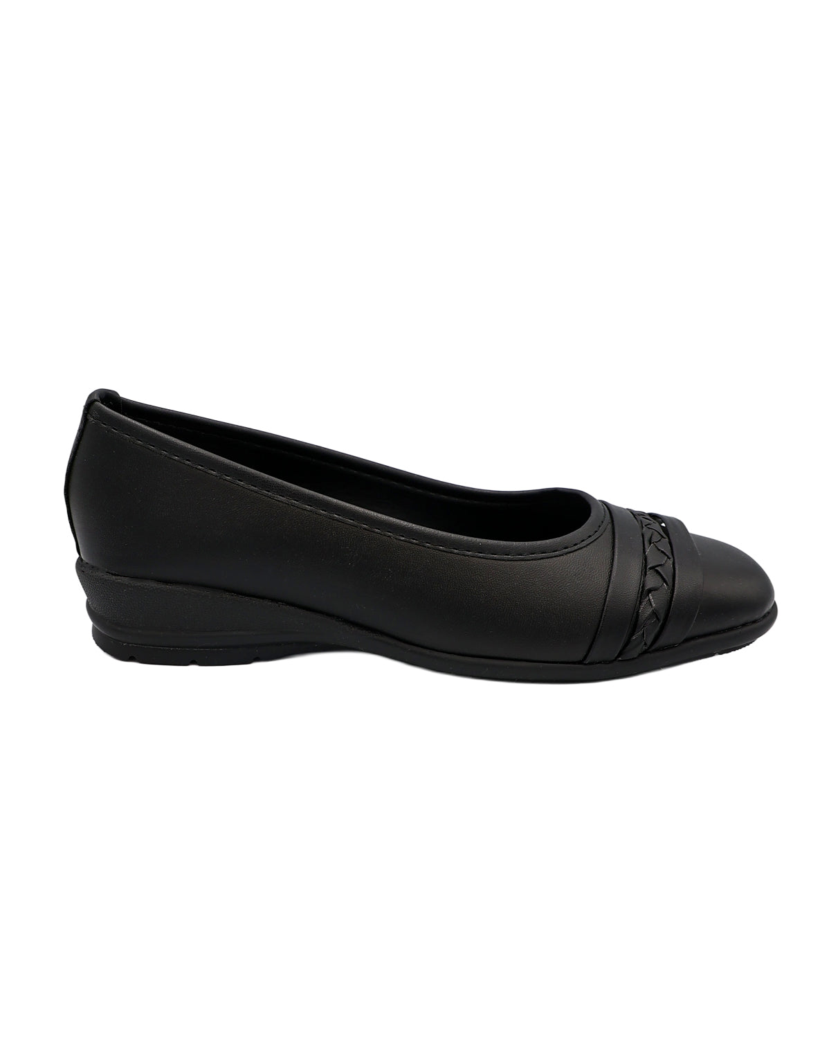 Black Braid Overlay Wedge Pump