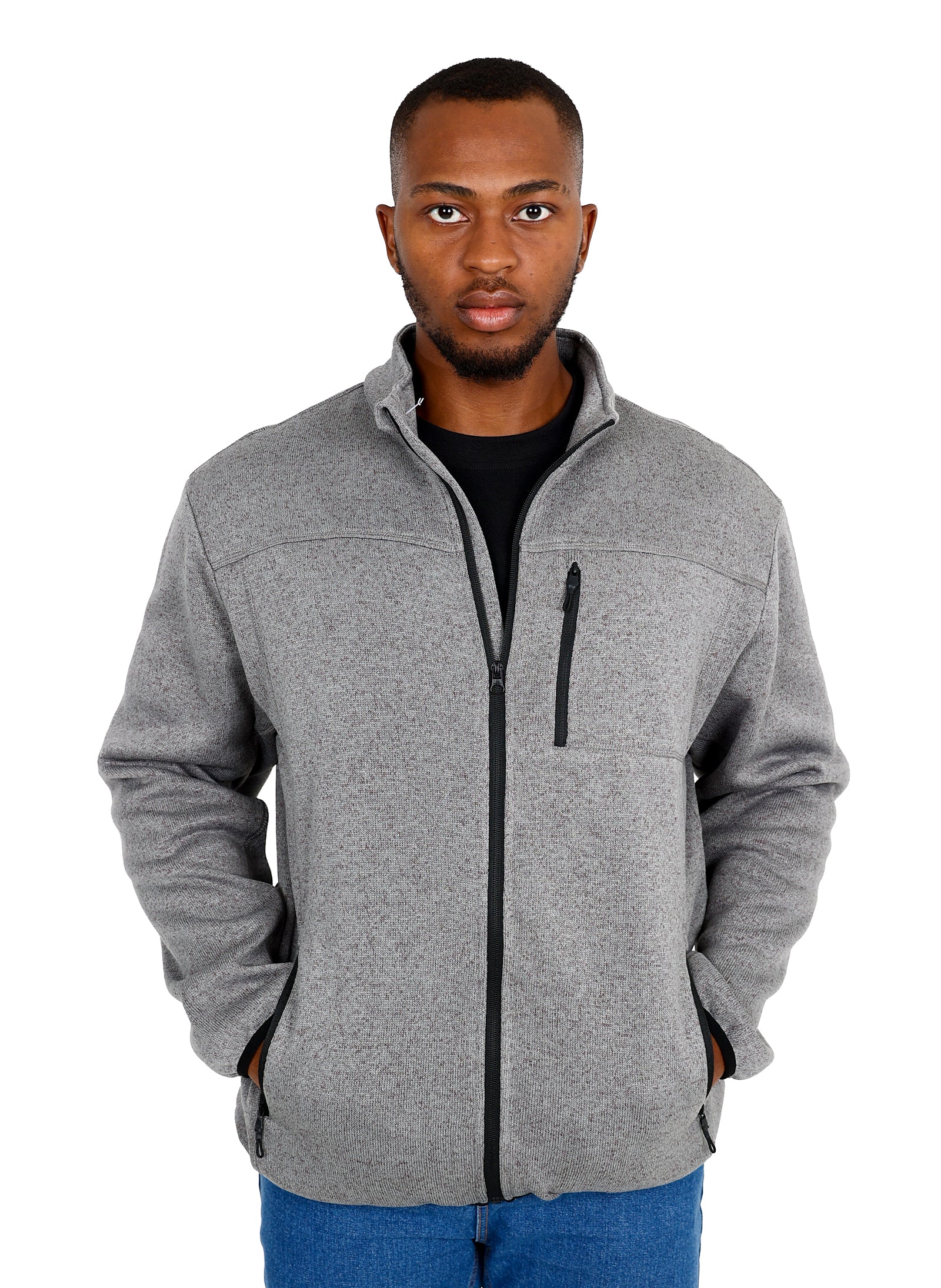 Okavango Charcoal Knit Zip-Up Jacket