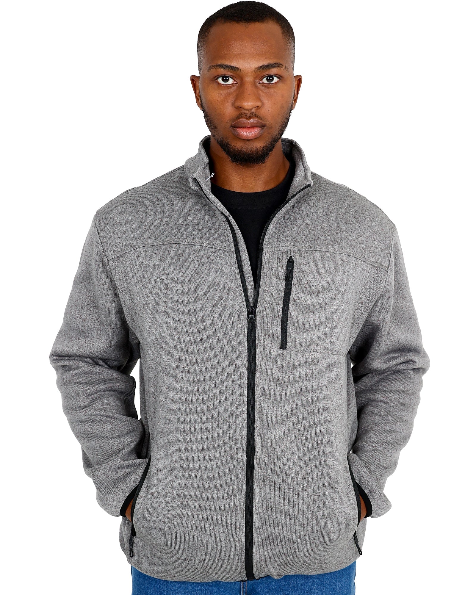 Okavango Charcoal Knit Zip-Up Jacket