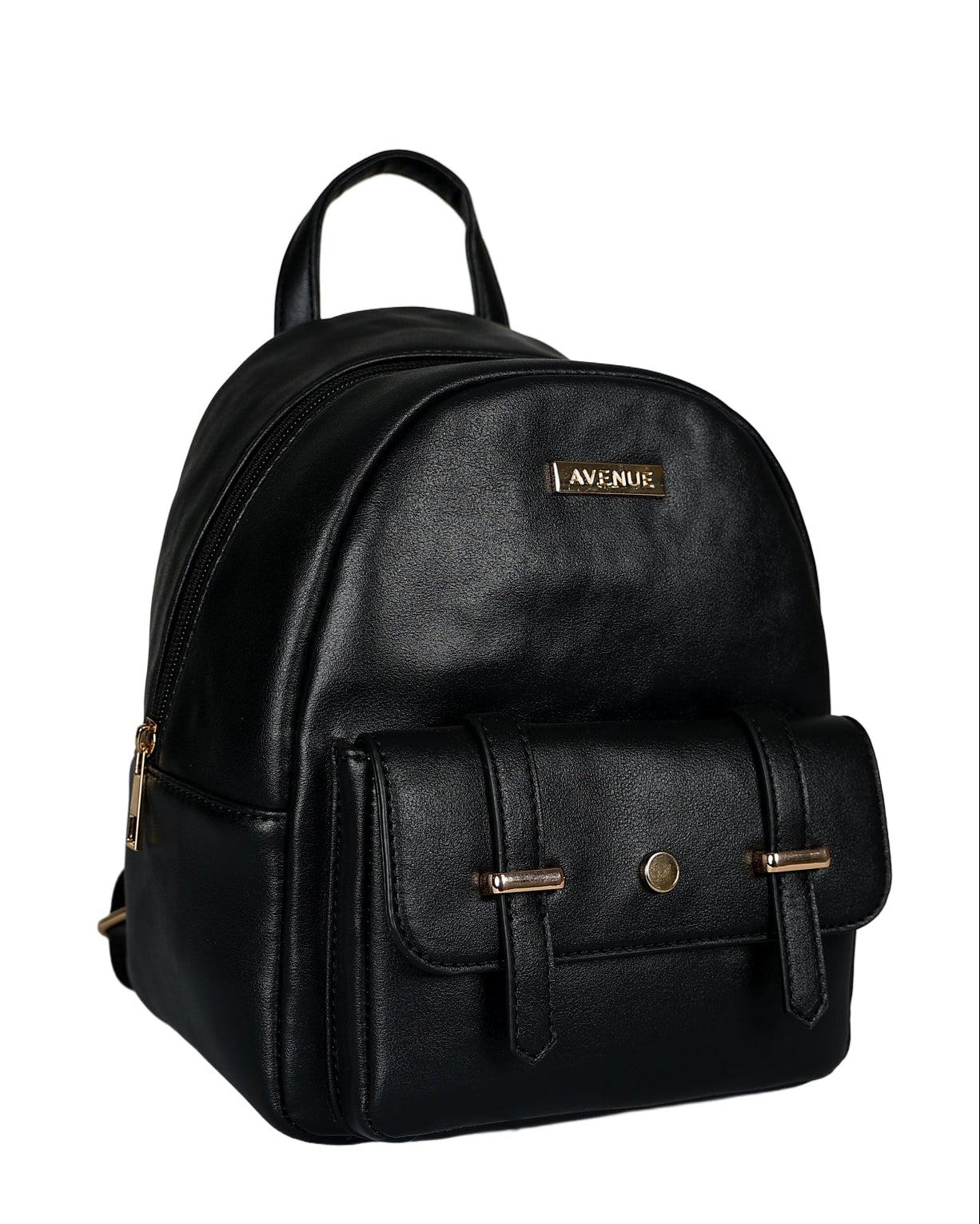 Black Avenue Faux Leather Backpack