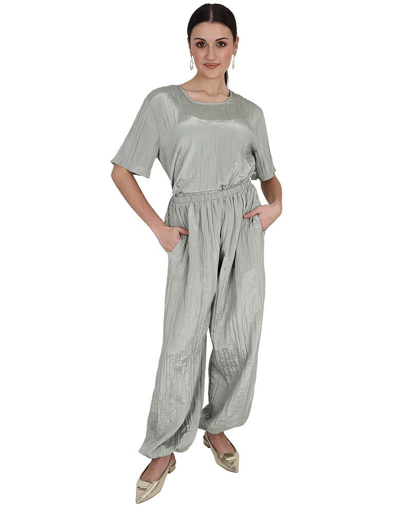 Sage Crinkle Balloon Pants