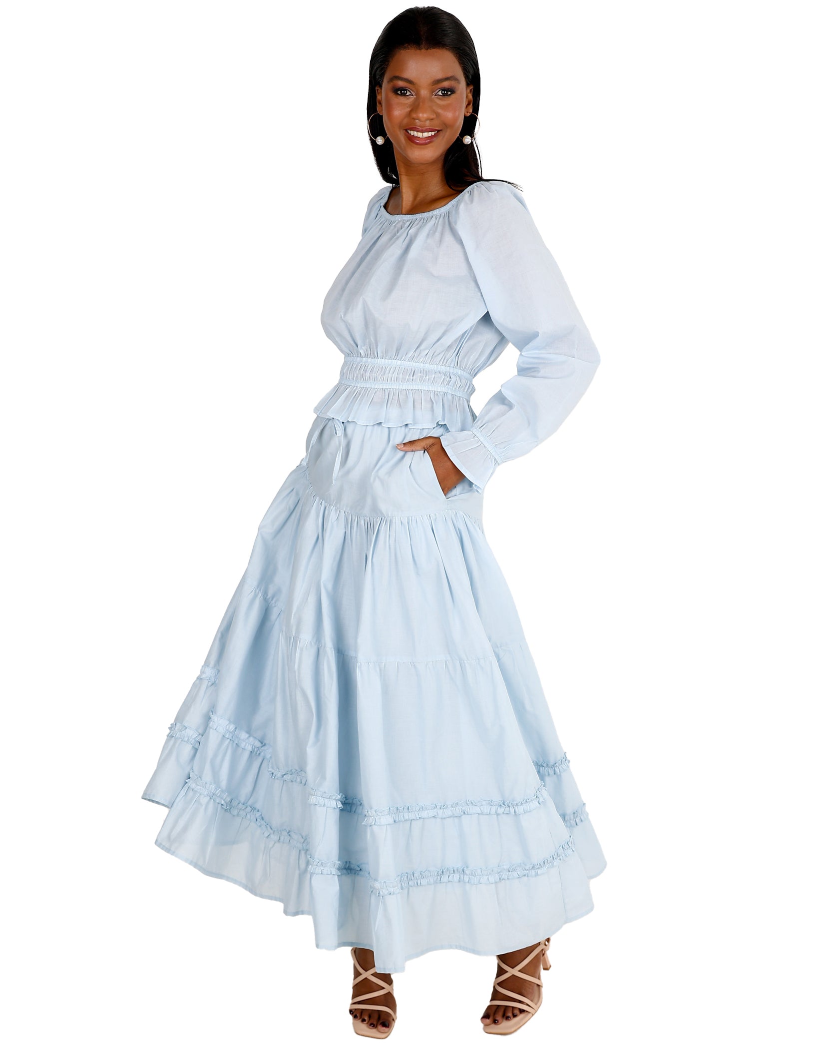 Lena Tiered Cotton Maxi Skirt