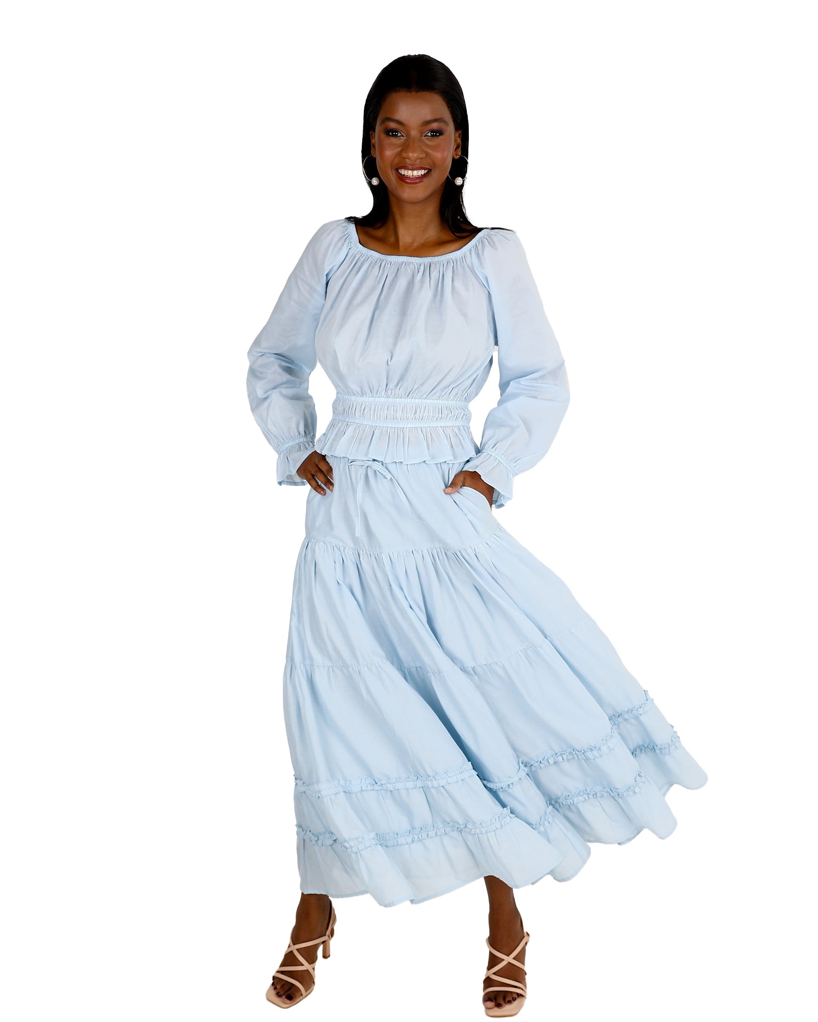 Lena Tiered Cotton Maxi Skirt