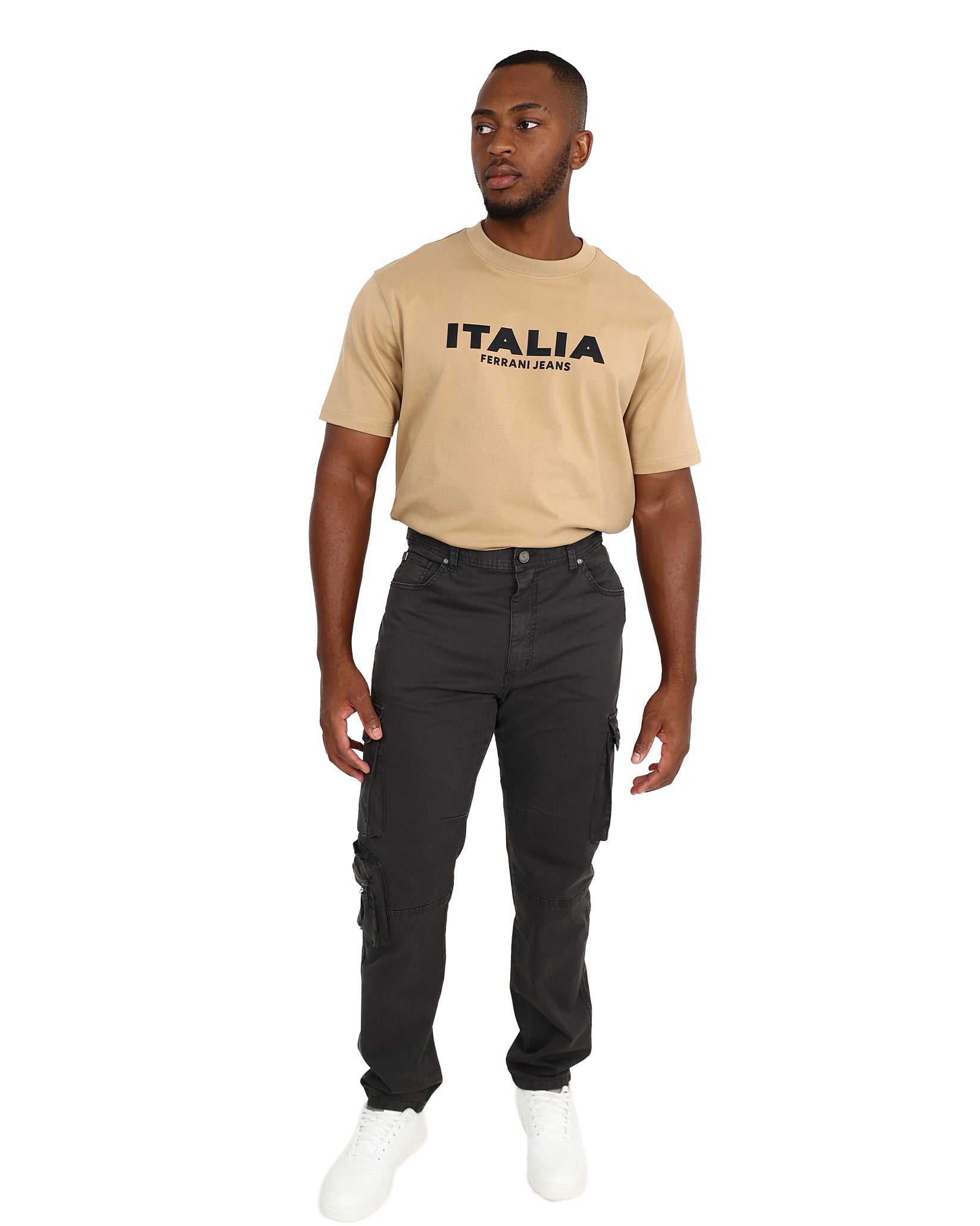 Ferrani Olive 5 Pocket Cotton Stretch Cargo Pants