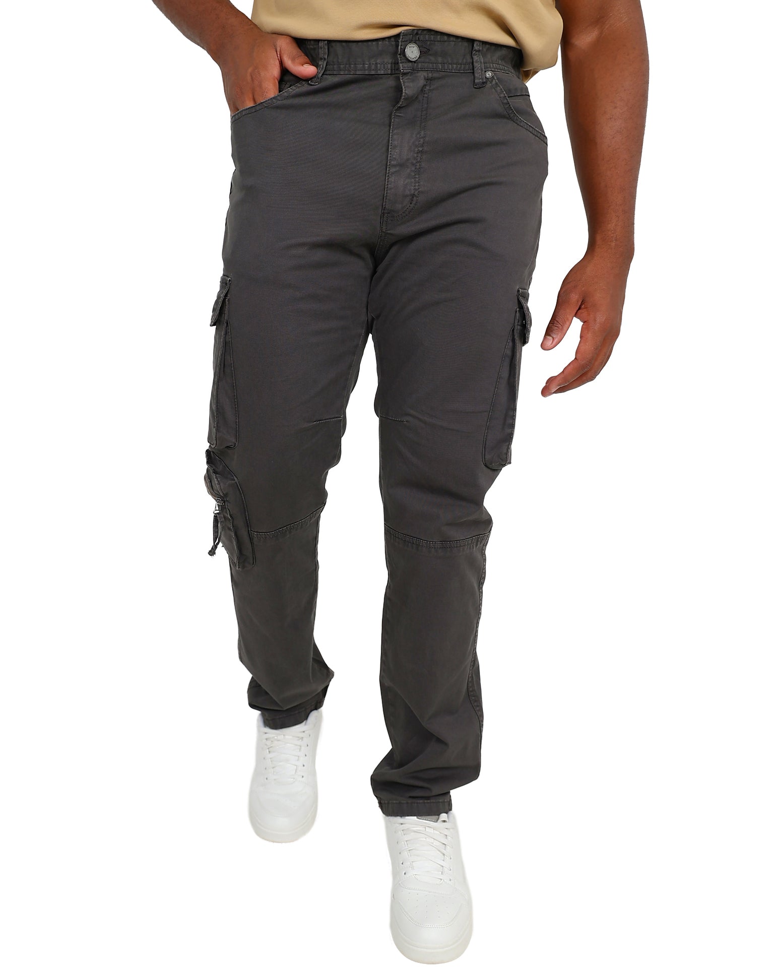 Ferrani Olive 5 Pocket Cotton Stretch Cargo Pants