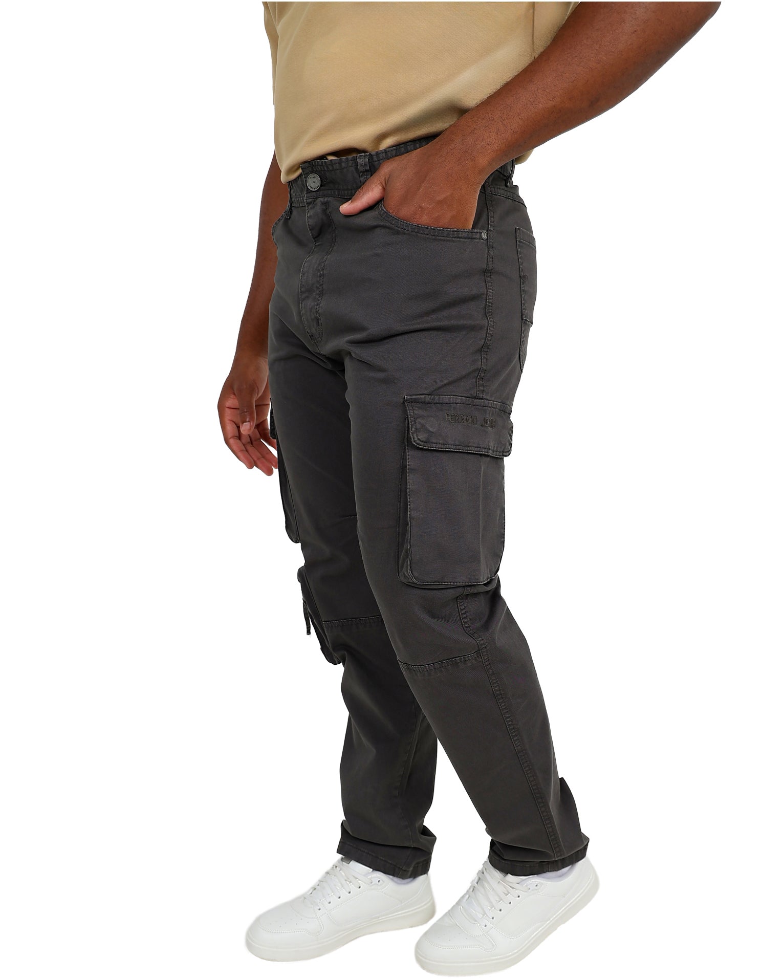Ferrani Olive 5 Pocket Cotton Stretch Cargo Pants