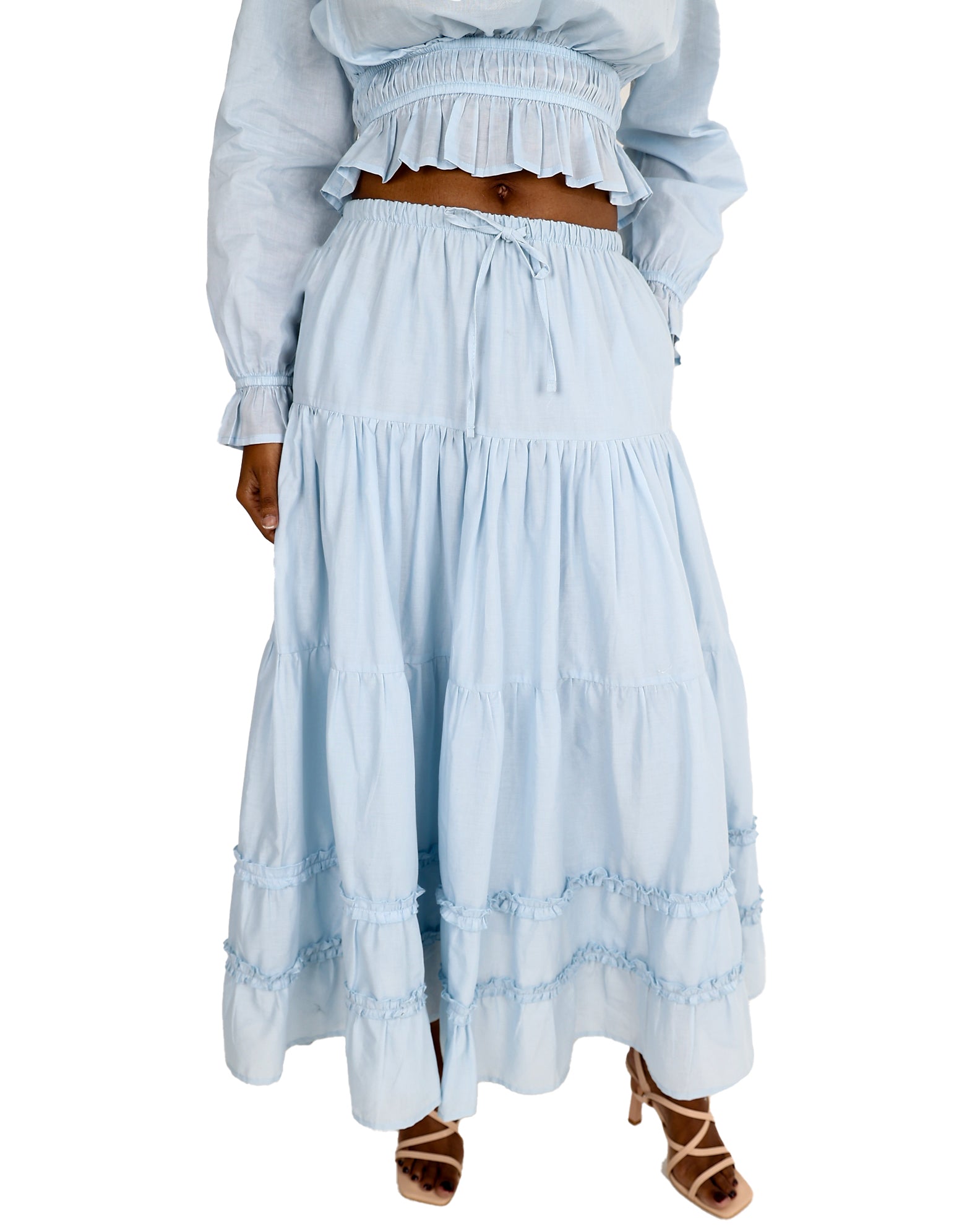 Lena Tiered Cotton Maxi Skirt