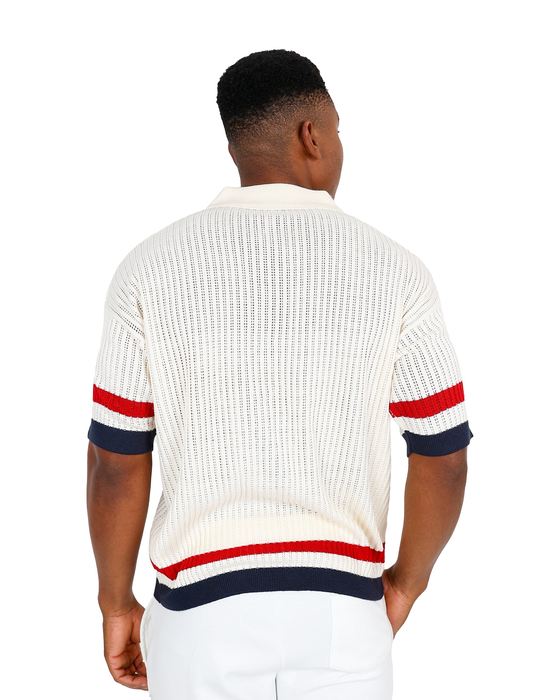 Funk Short Sleeve Cream Nautical Stripe Knitted Shirt