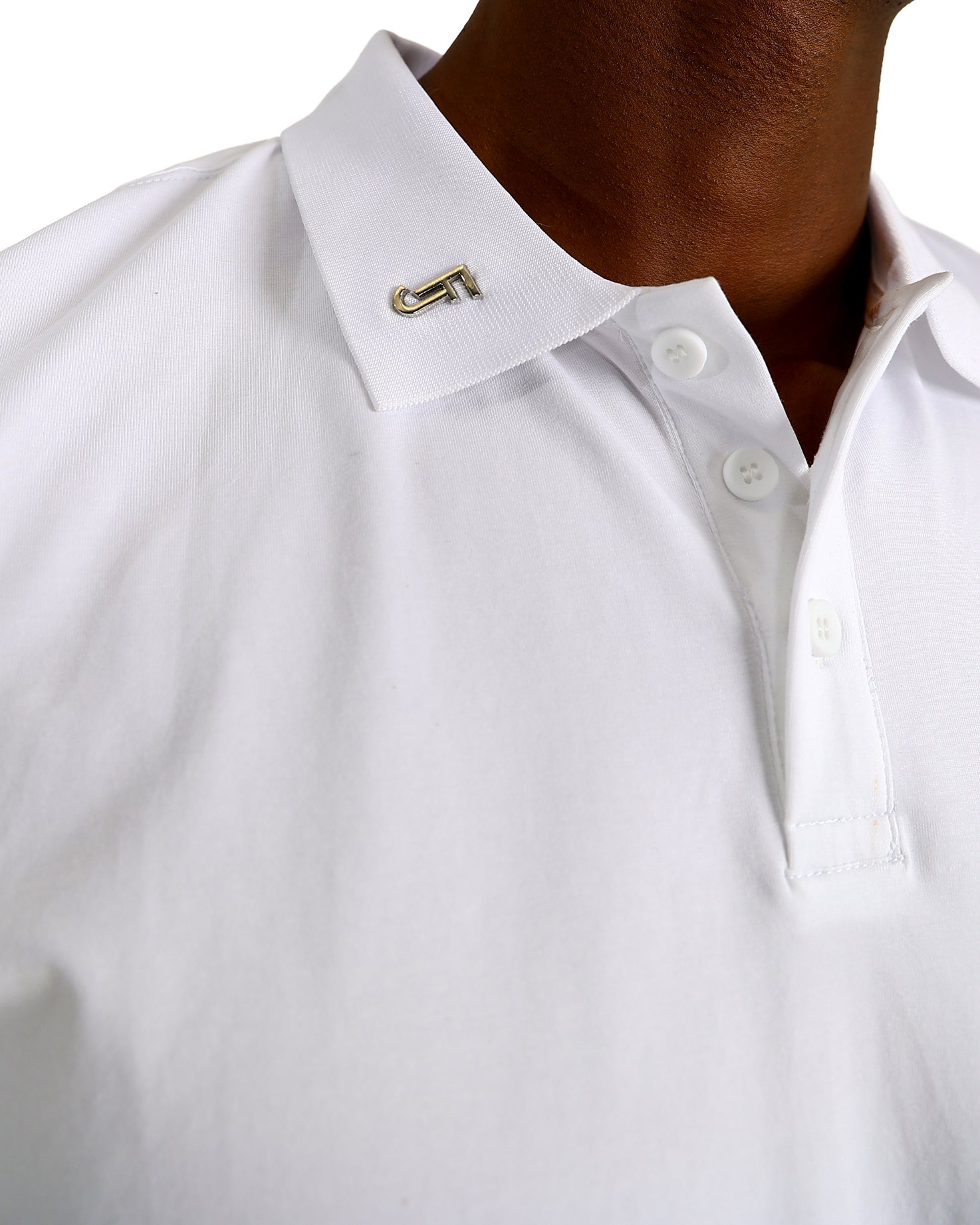 Ferrani Emblem Short Sleeve White Cotton Lycra Golfer