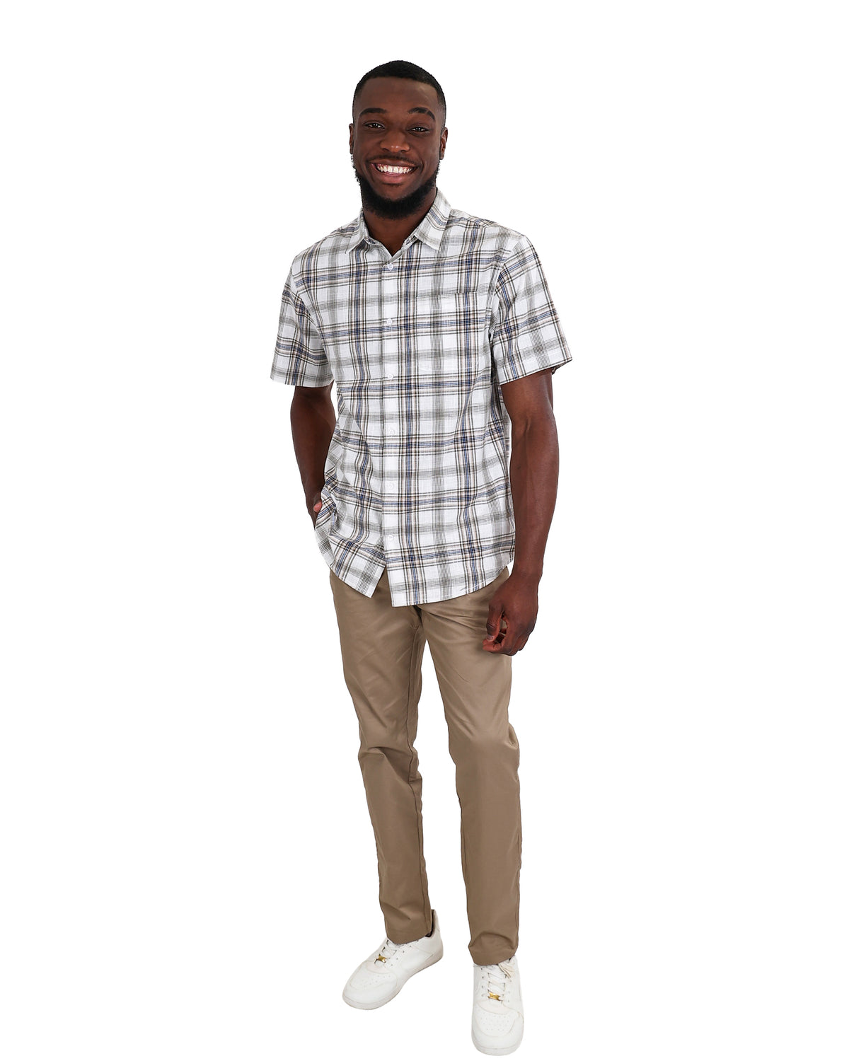 Short Sleeve Natural Cotton Slub Check Shirt