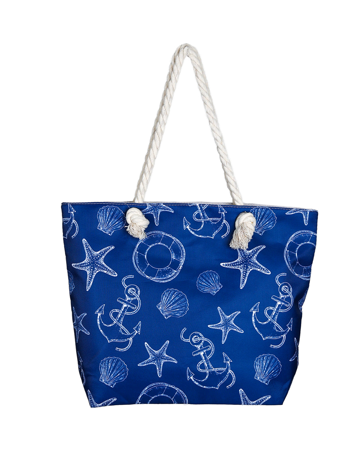 Navy Shells Beach Bag