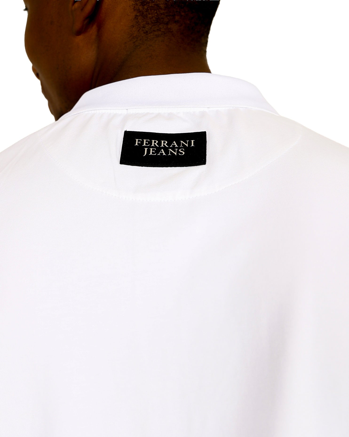 Ferrani Emblem Short Sleeve White Cotton Lycra Golfer