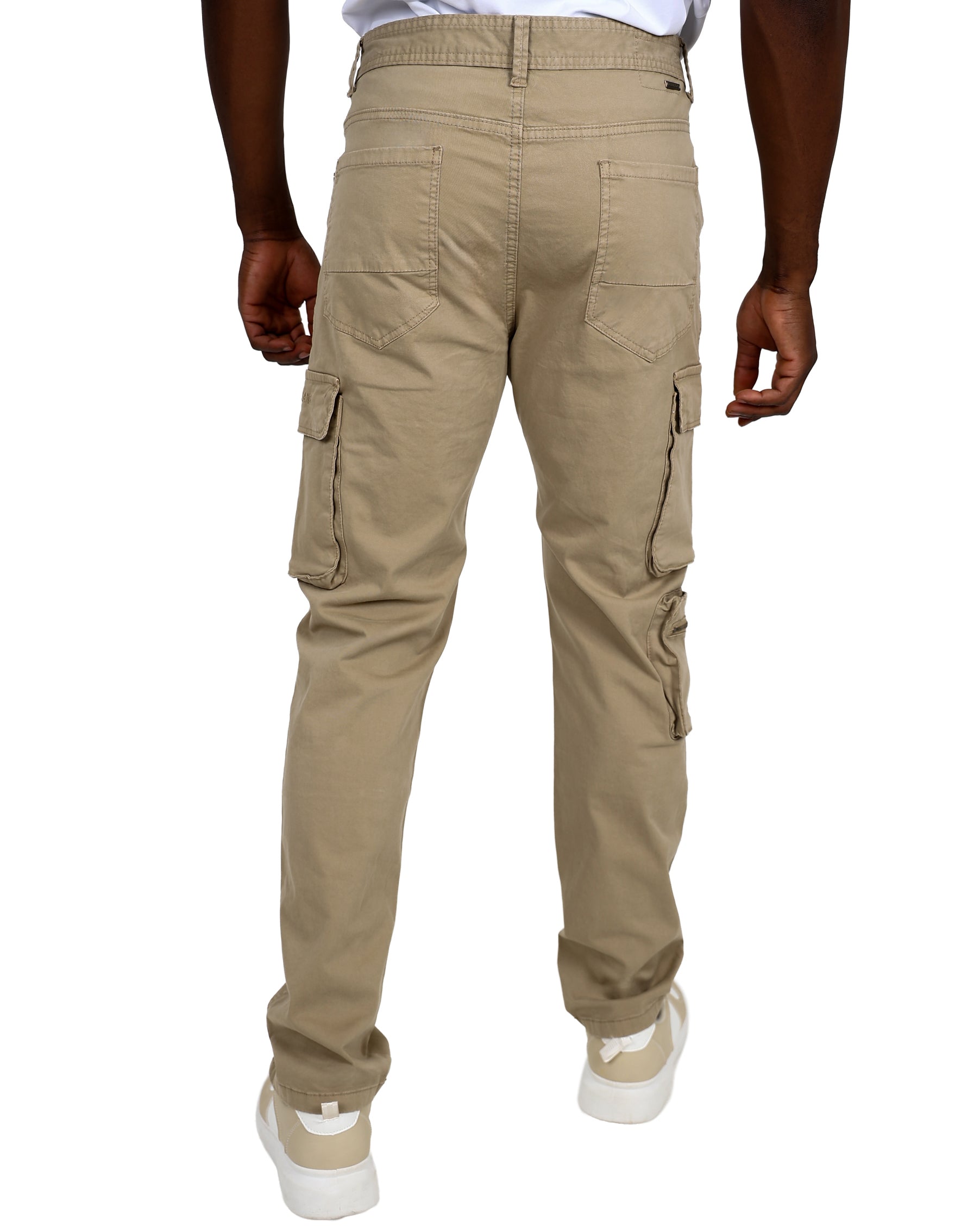 Ferrani Khaki 5 Pocket Cotton Stretch Cargo Pants