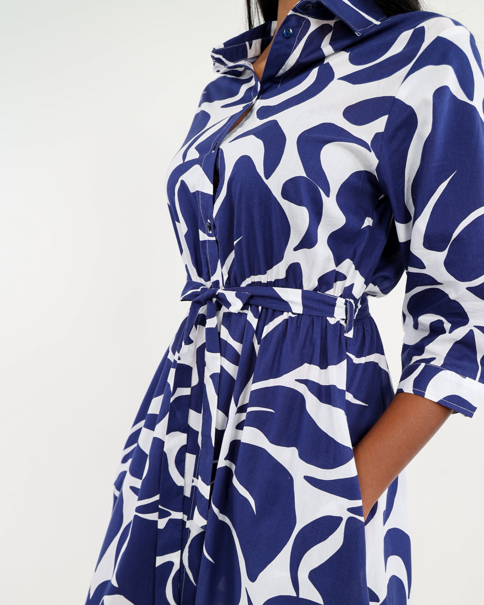 Ink Bloom Printed Pure Cotton Midi Dress