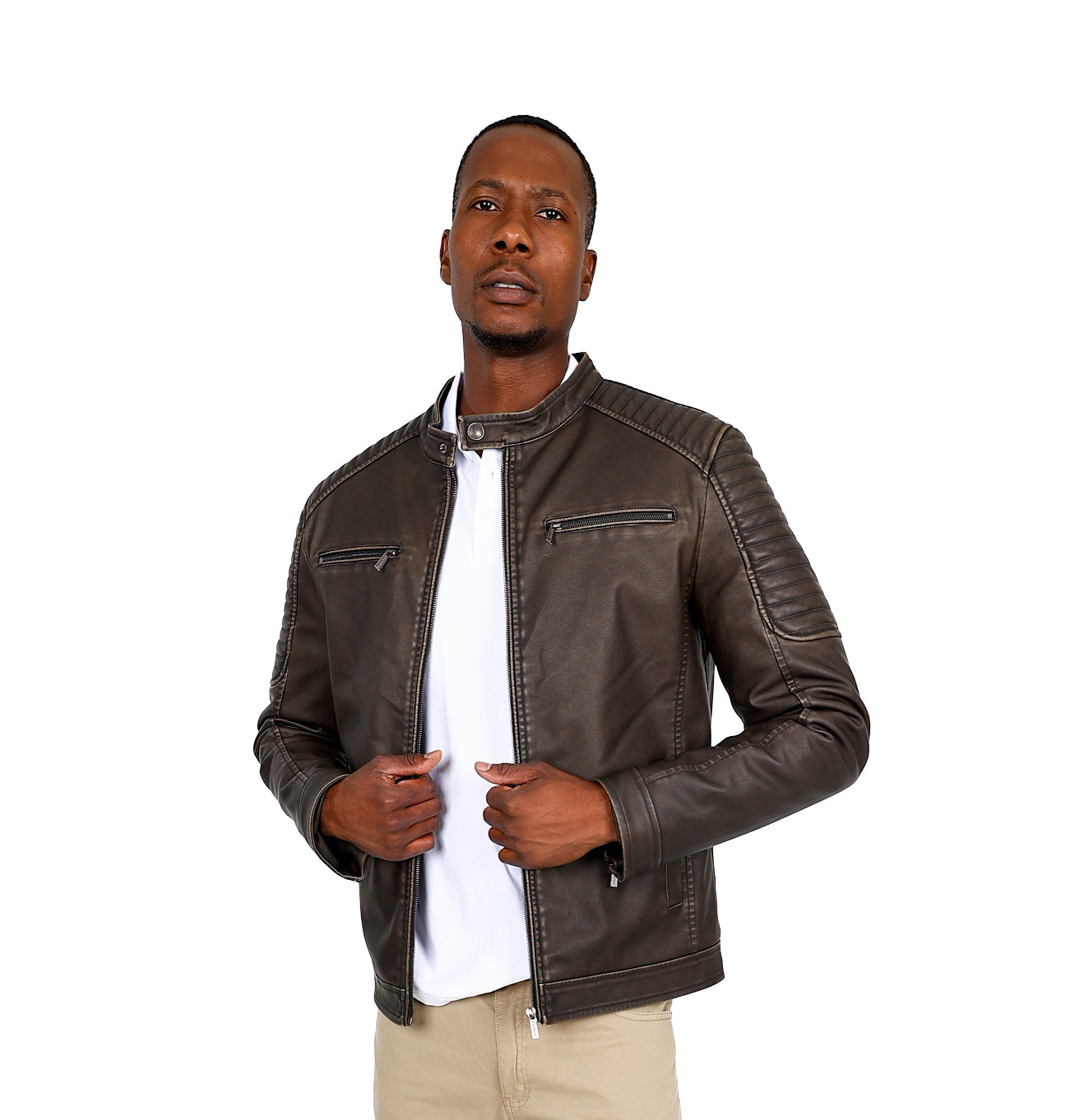 Ferrani Brown Vintage Inspired Biker Jacket