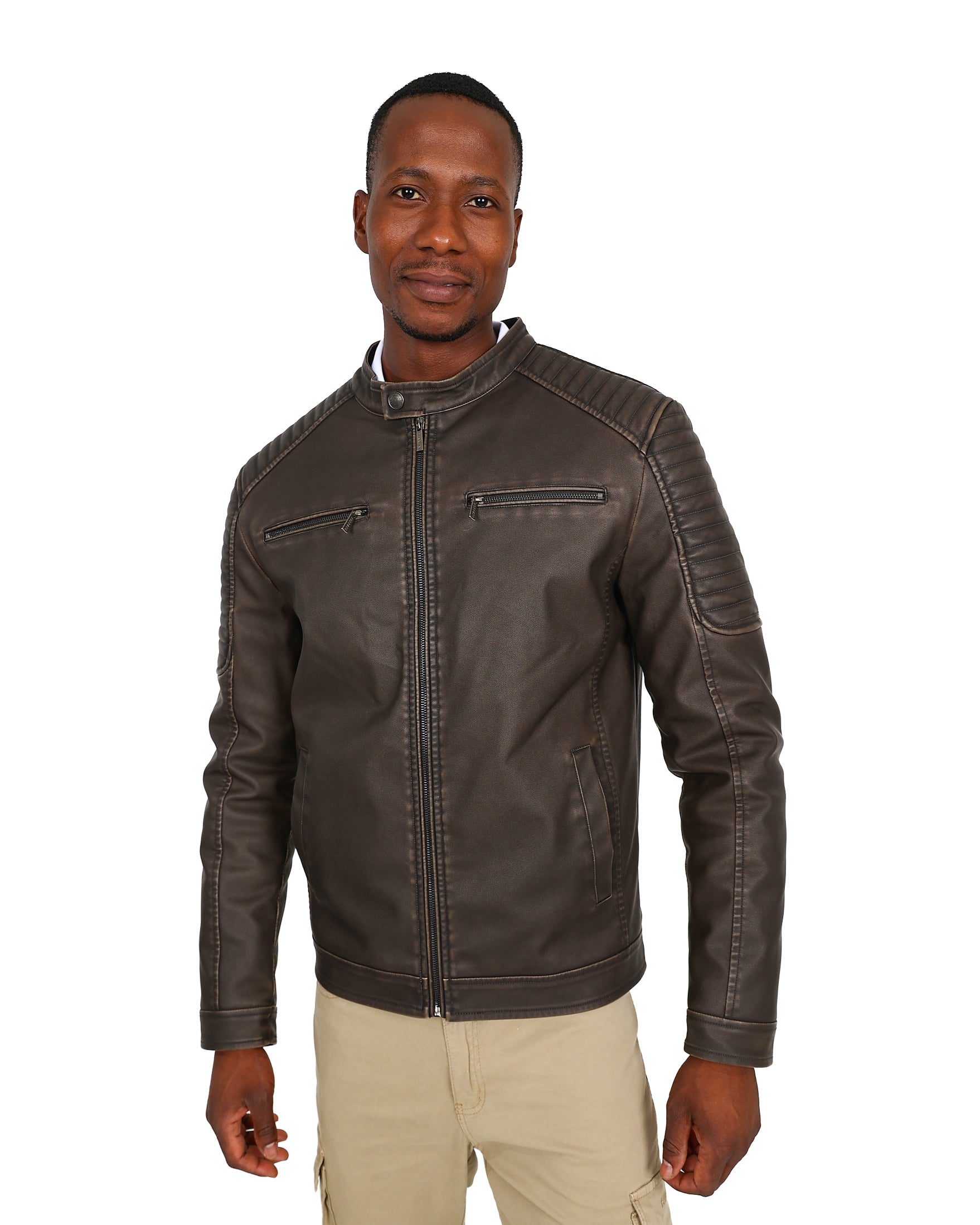 Ferrani Brown Vintage Inspired Biker Jacket
