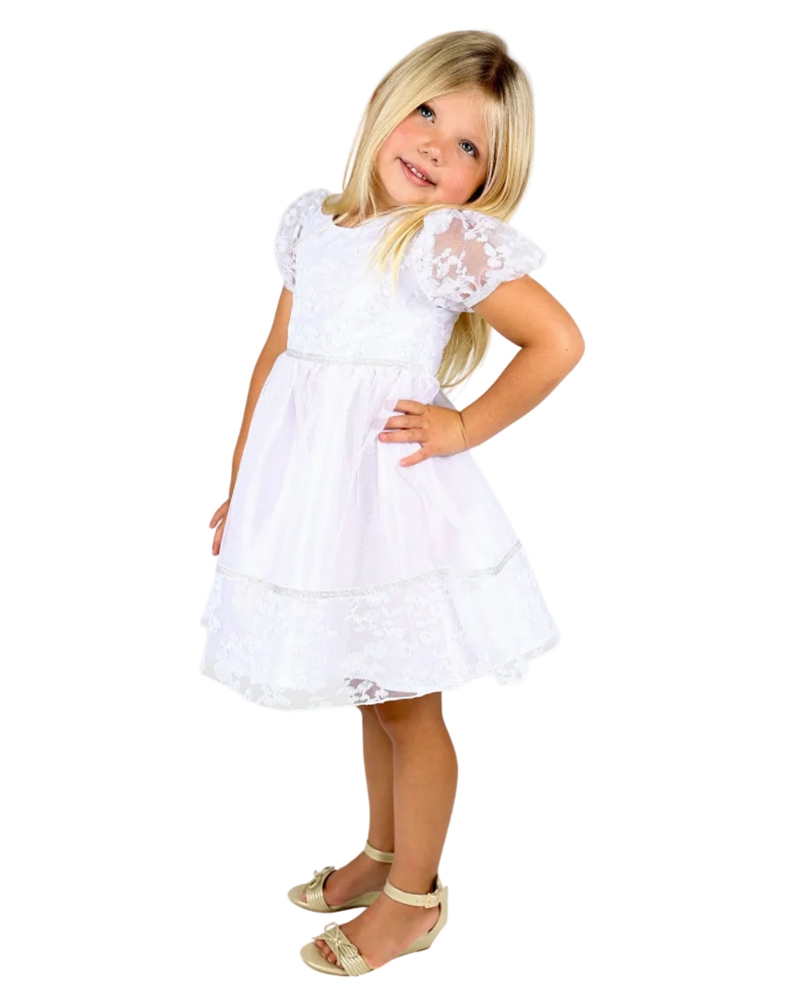 Short Sleeve Tulle & Lace Dress