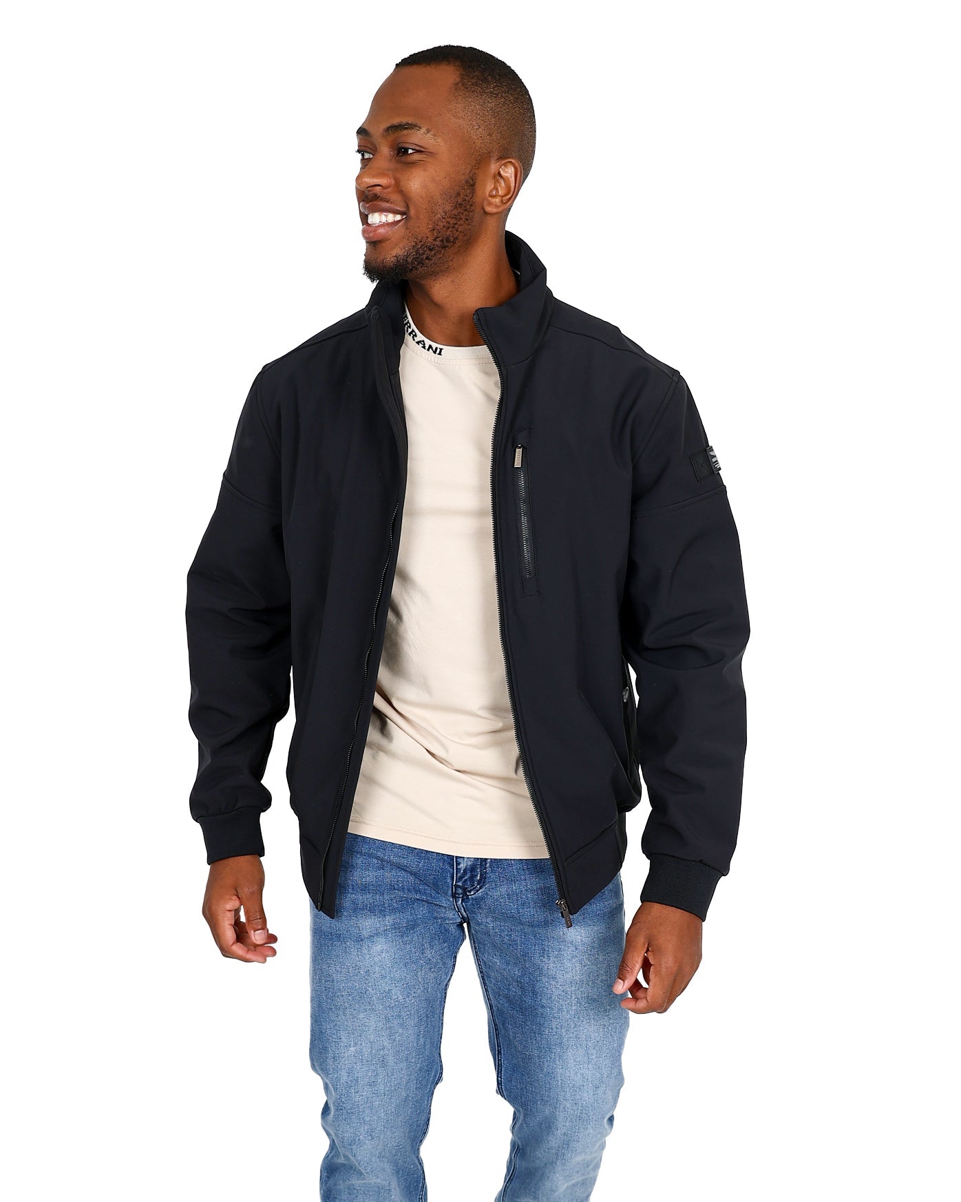 Ferrani Black 4-Way Stretch Zip Through Softshell Jacket