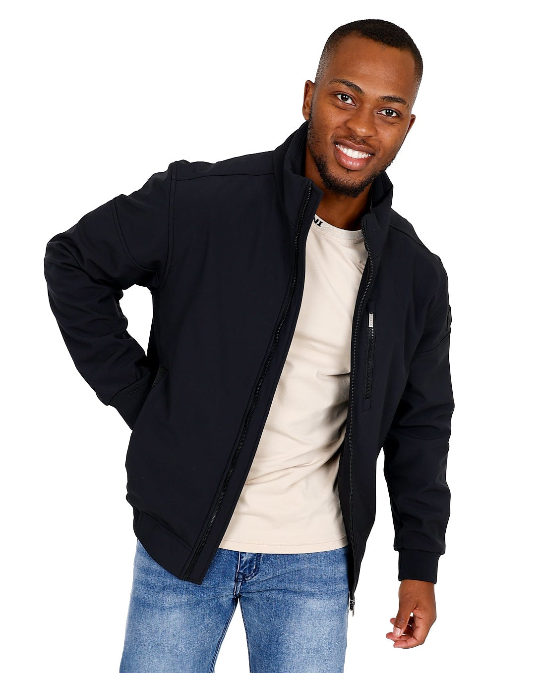 Ferrani Black 4-Way Stretch Zip Through Softshell Jacket