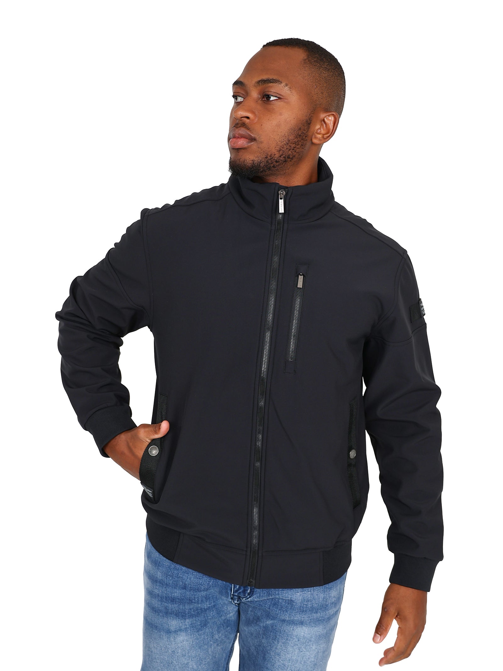Ferrani Black 4-Way Stretch Zip Through Softshell Jacket