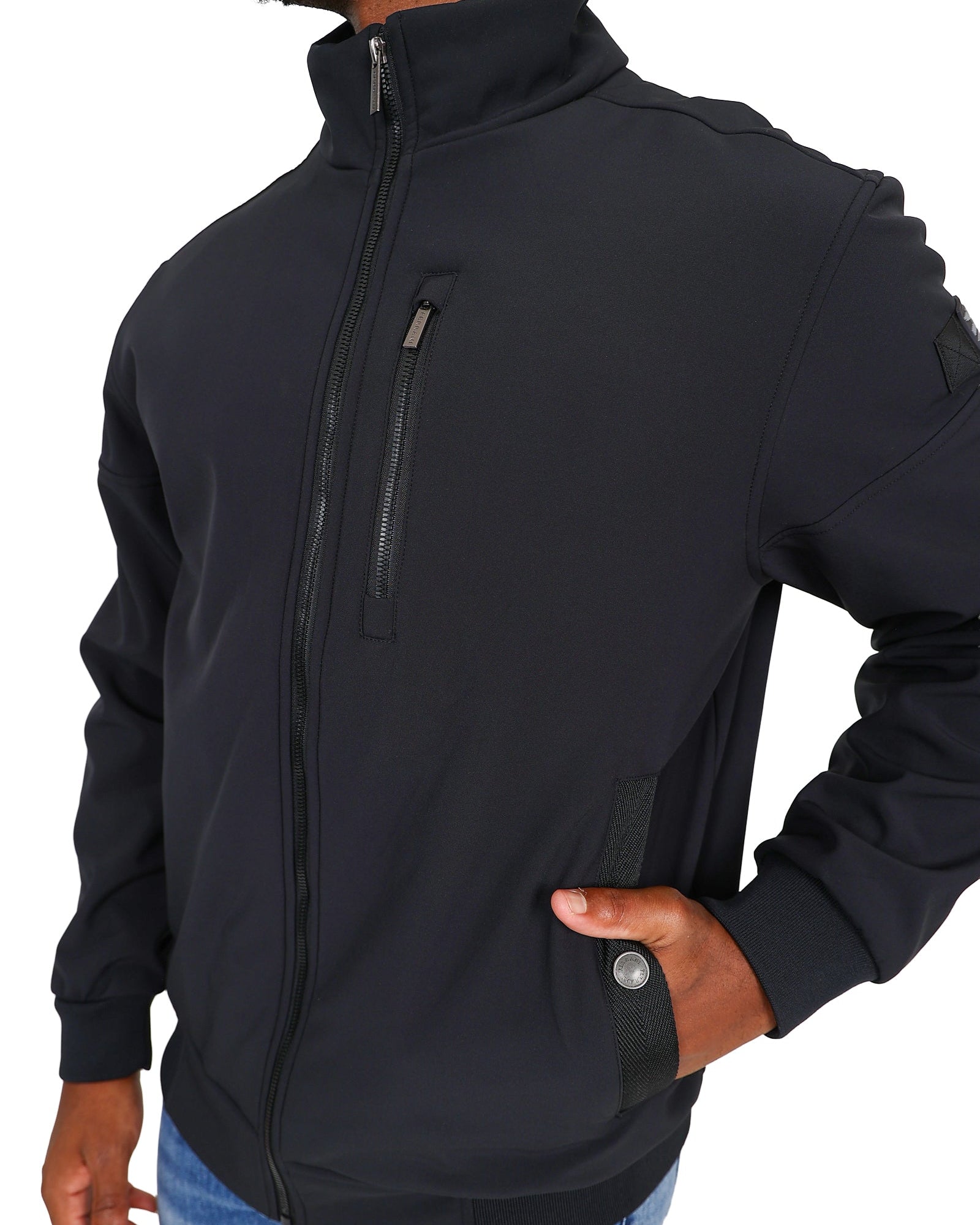 Ferrani Black 4-Way Stretch Zip Through Softshell Jacket