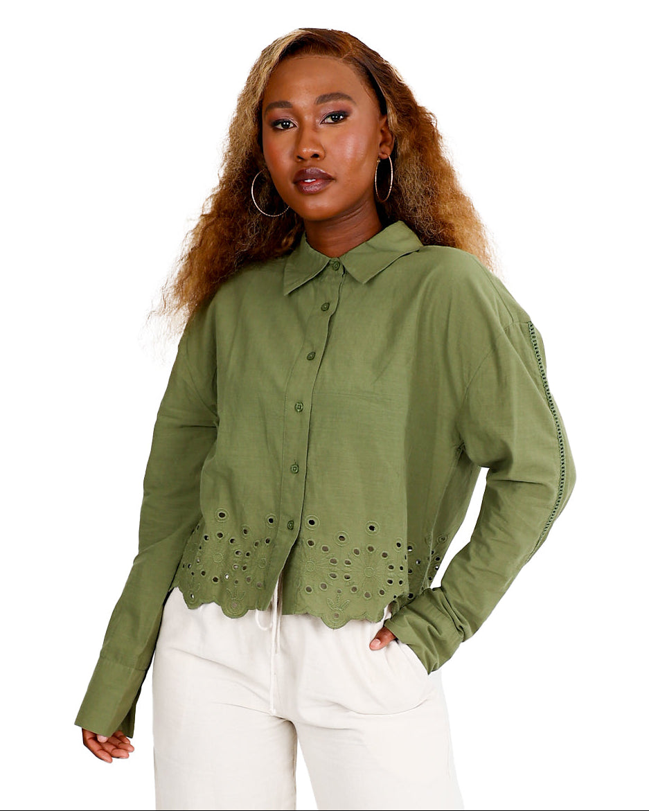 Serena Cut-Out Embroidered Shirt