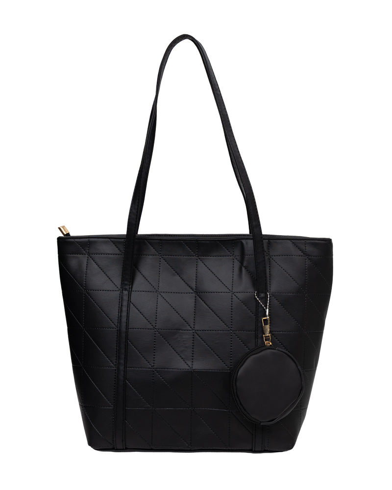 Black Shopper Handbag With Coin Purse