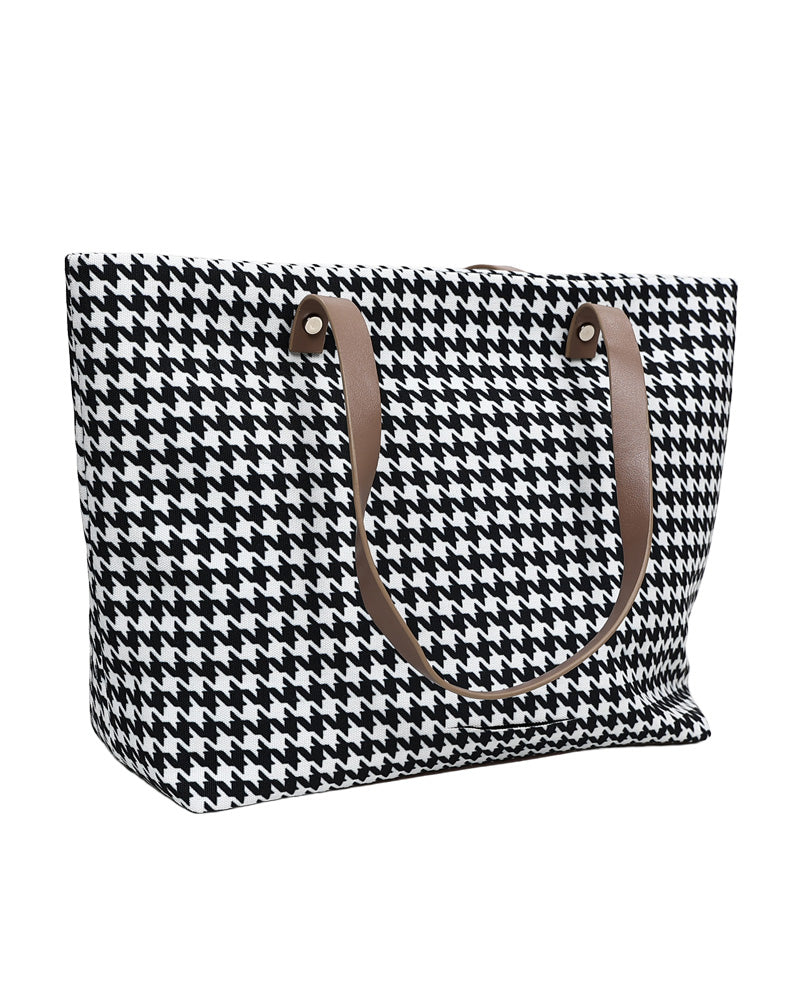 Black & White Houndstooth Shopper Bag