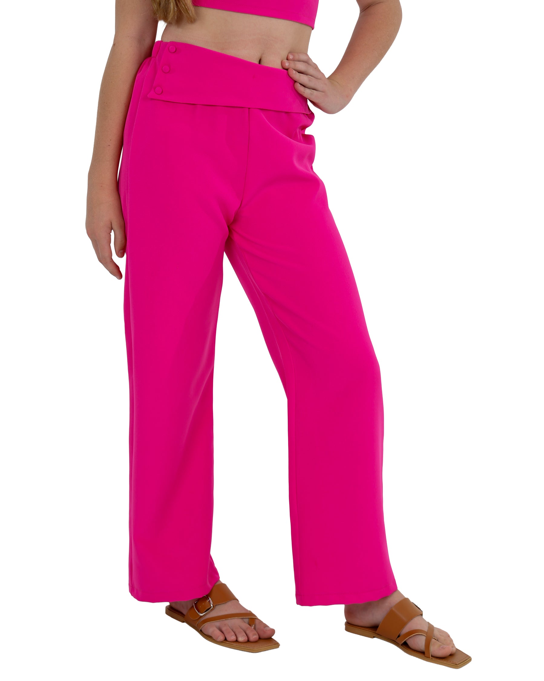 Button Detail Crop Top & Pants Set