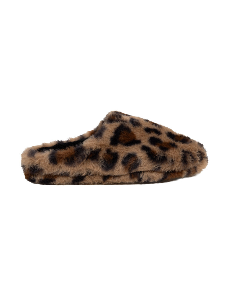 Leopard Print Plush Slip On Slipper