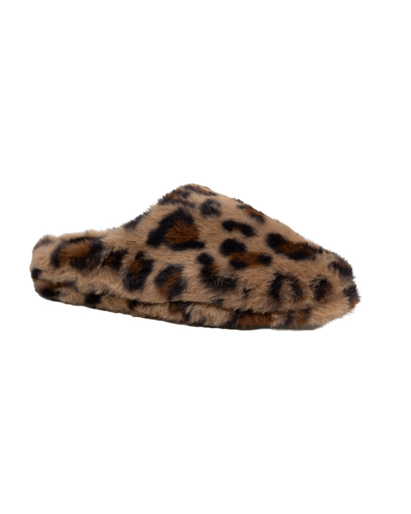 Leopard Print Plush Slip On Slipper