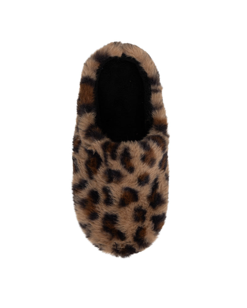 Leopard Print Plush Slip On Slipper