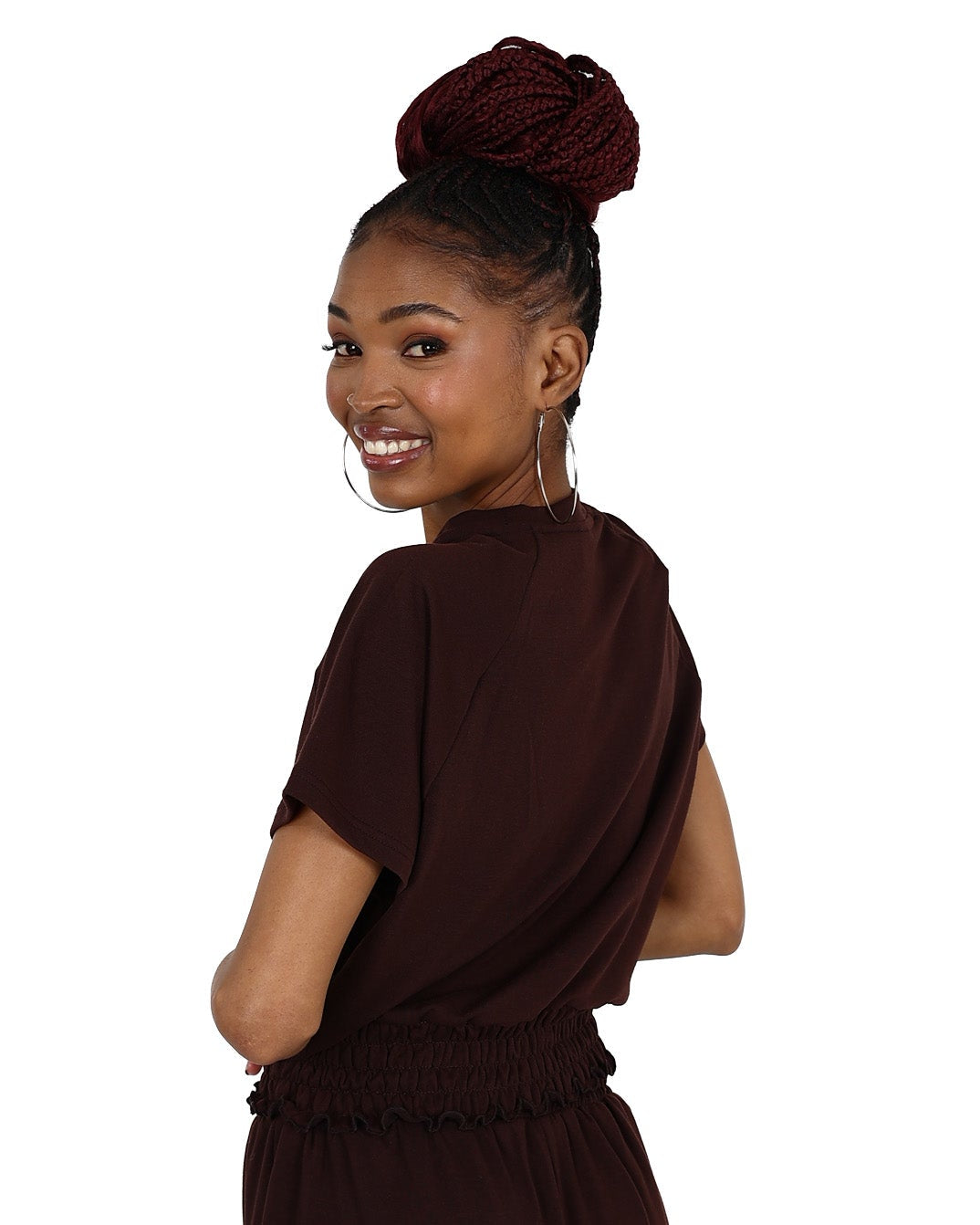 Short Sleeve Cropped Brown Los Angeles Graphic T-Shirt