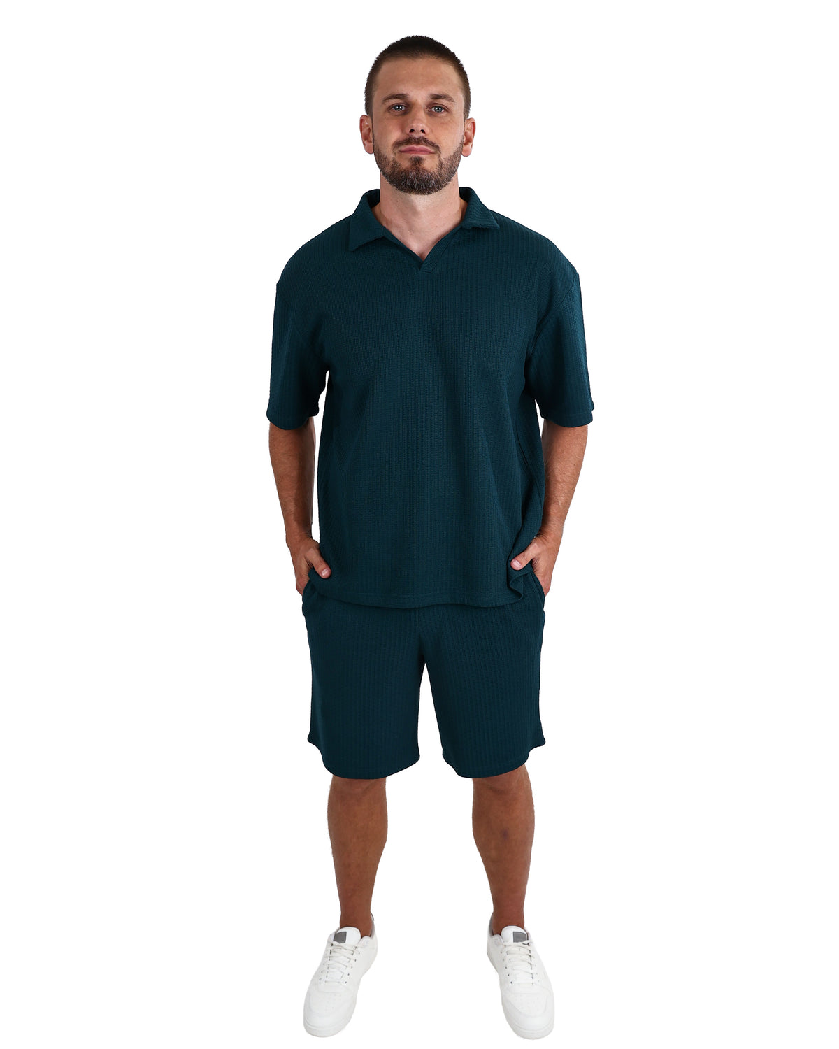 Short Sleeve Bottle Green Textured Golfer