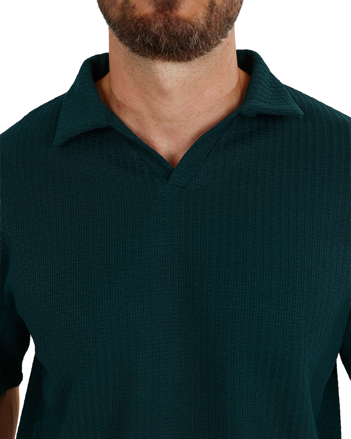 Short Sleeve Bottle Green Textured Golfer