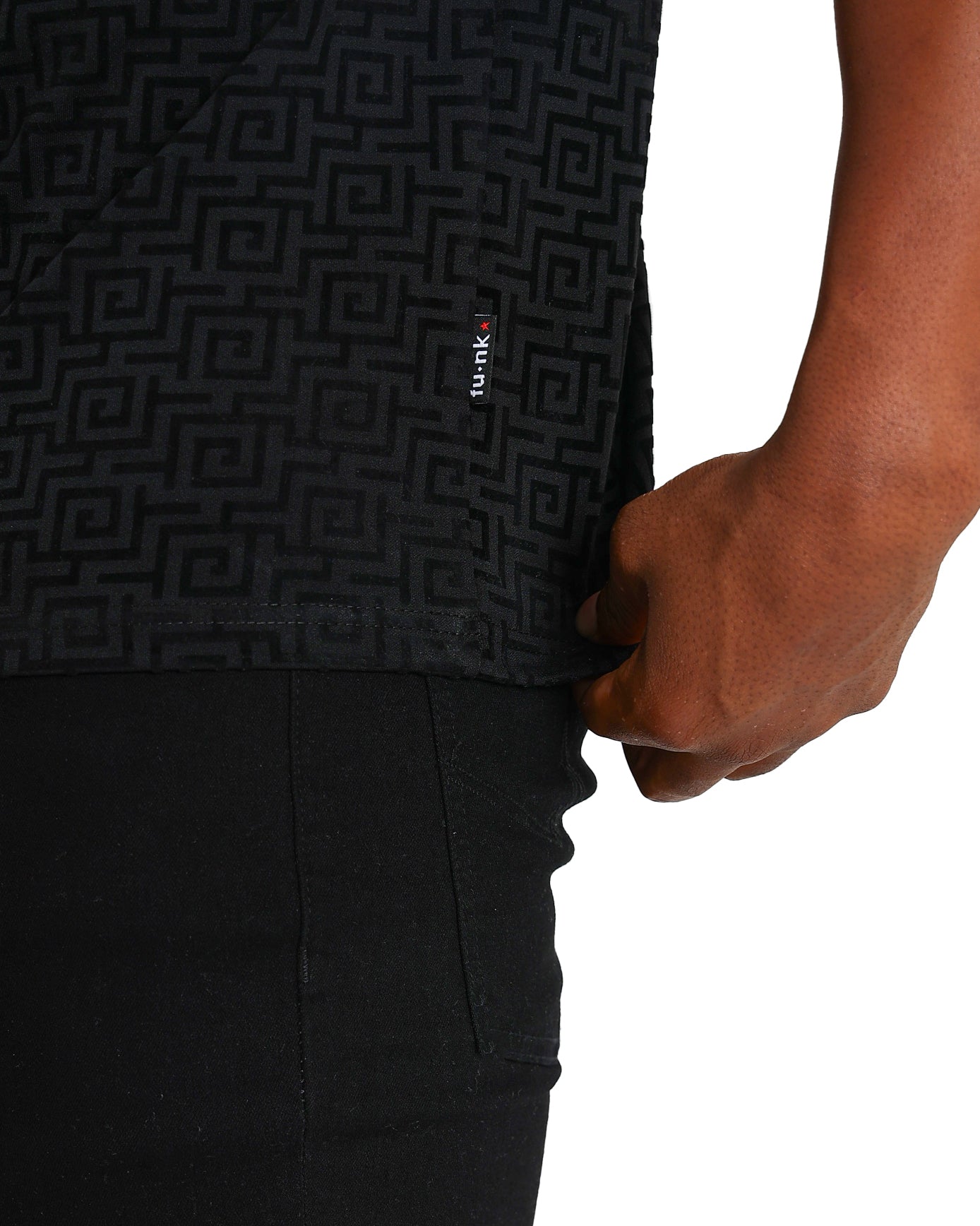 Funk Short Sleeve Black Flocked Zip-Up Golfer
